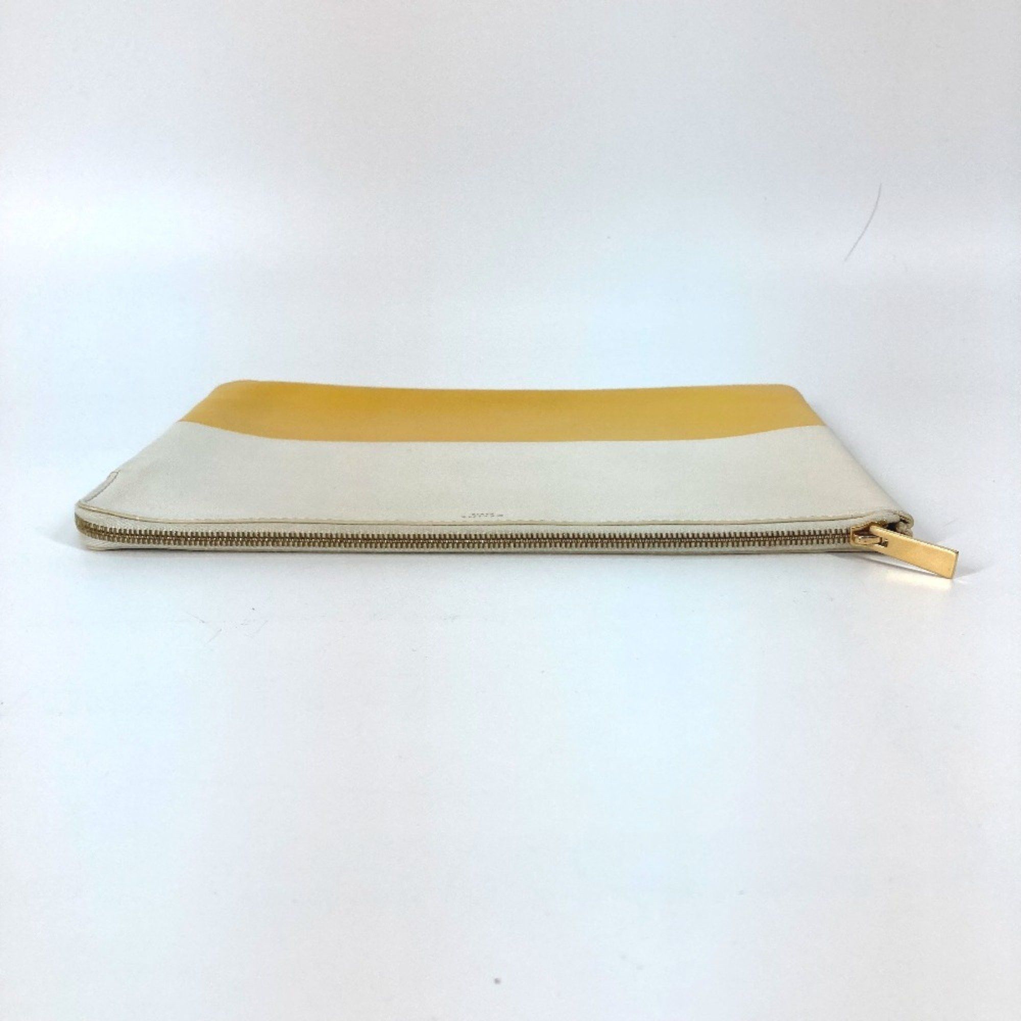 Celine CELINE Bicolor Pouch Clutch bag White x yellow Size ONE SIZE - 4 Thumbnail