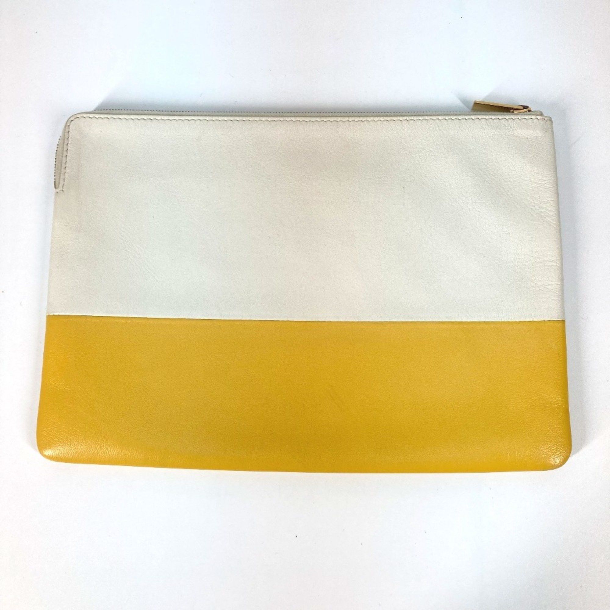 Celine CELINE Bicolor Pouch Clutch bag White x yellow Size ONE SIZE - 2 Thumbnail