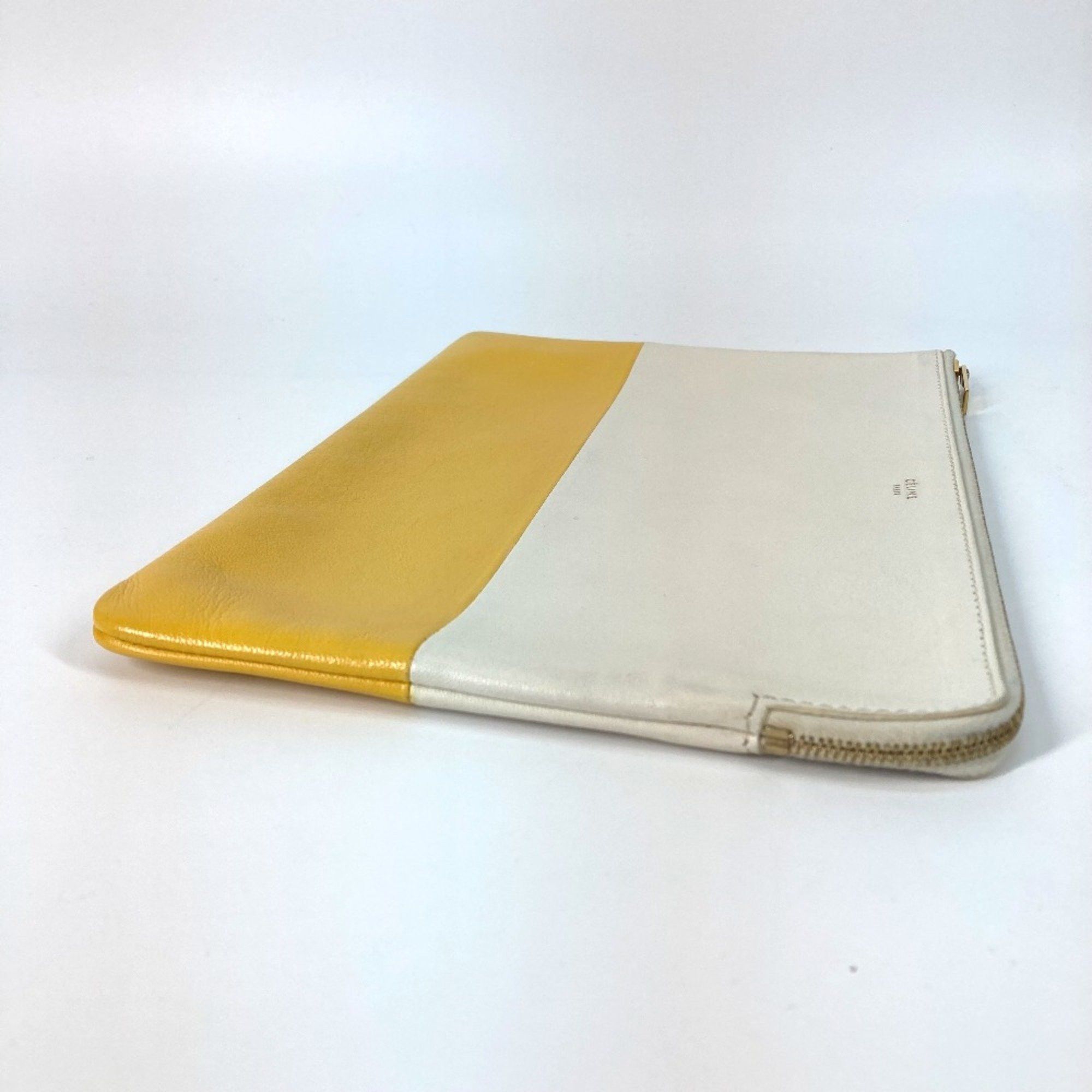 Celine CELINE Bicolor Pouch Clutch bag White x yellow Size ONE SIZE - 6 Thumbnail