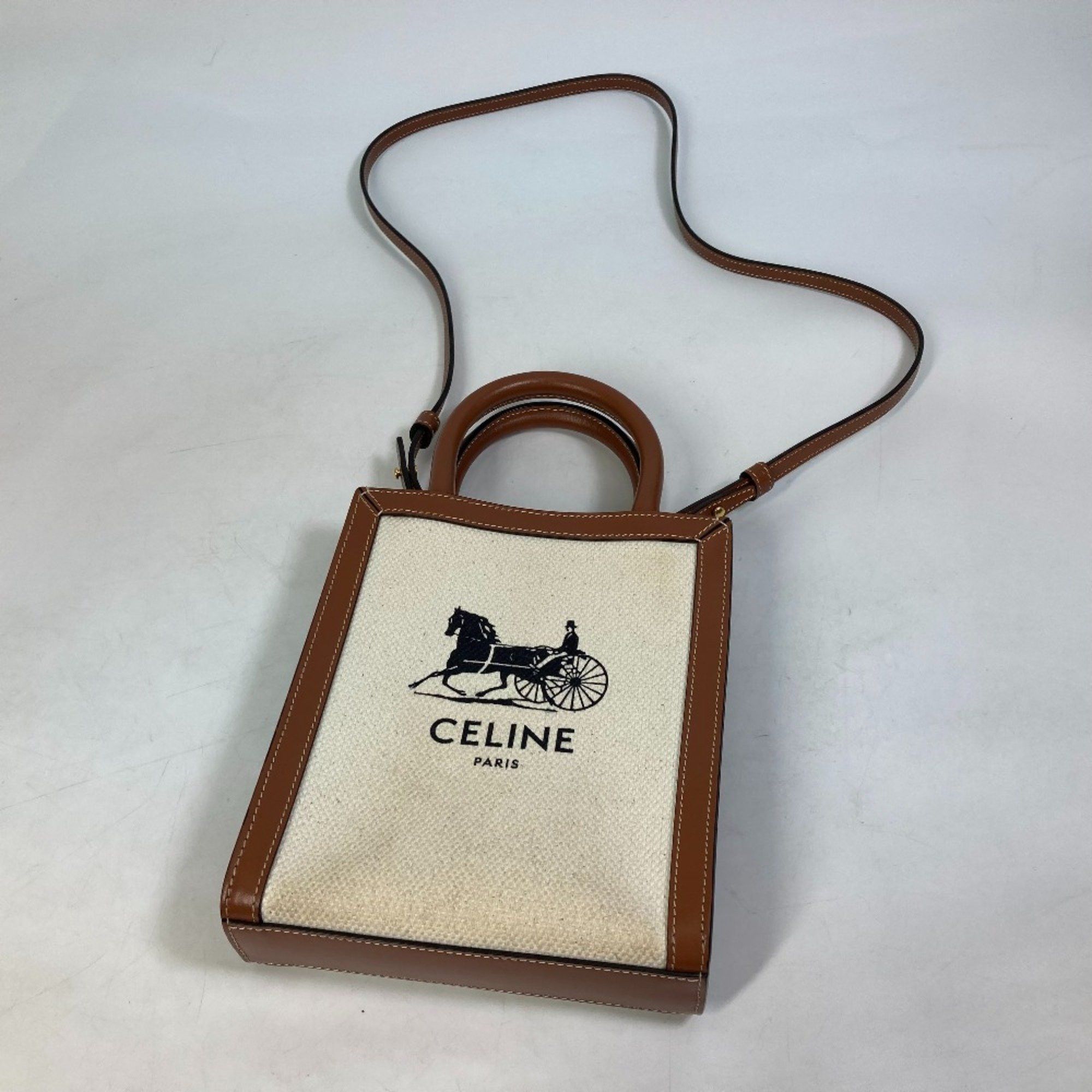 Celine CELINE 193302DCI.02NT Carriage Bag 2WAY Shoulder Bag natural Beige Size ONE SIZE - 10 Thumbnail