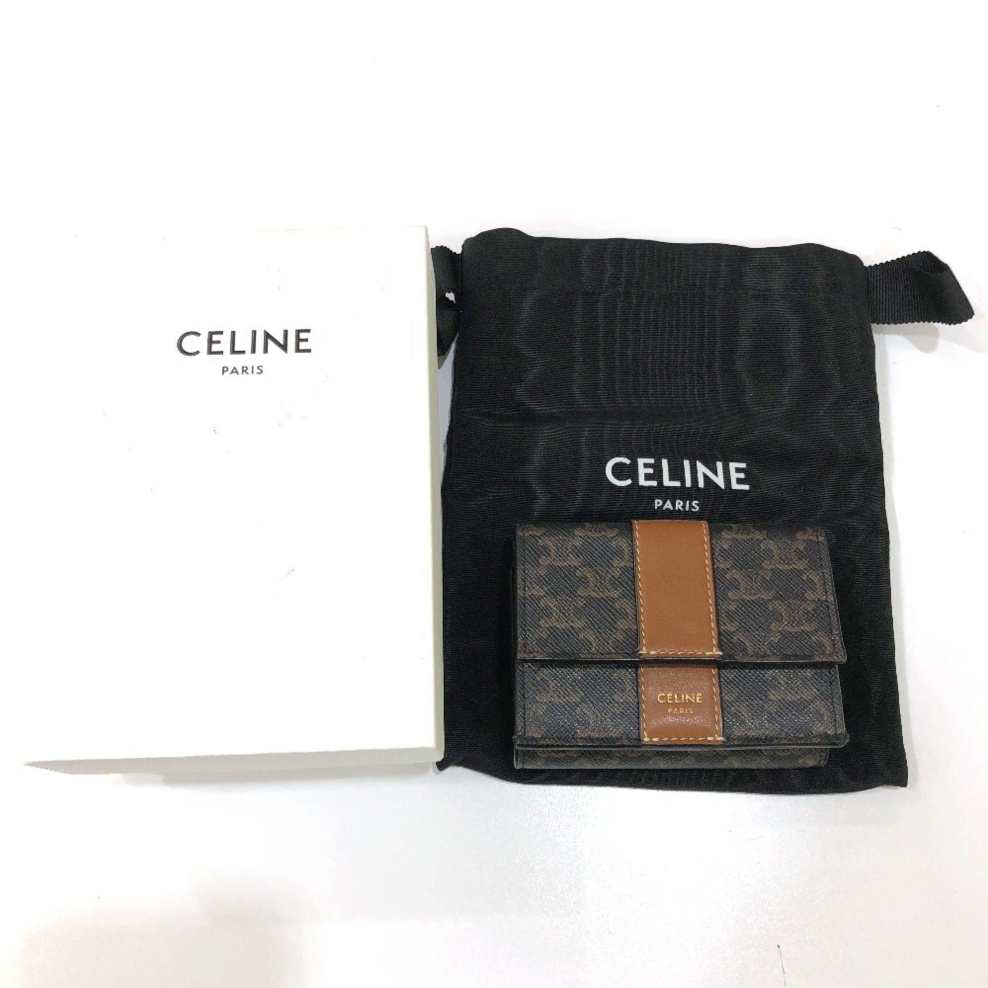 Celine CELINE Triomphe Compact wallet Trifold wallet Brown GoldHardware Size ONE SIZE - 17 Thumbnail