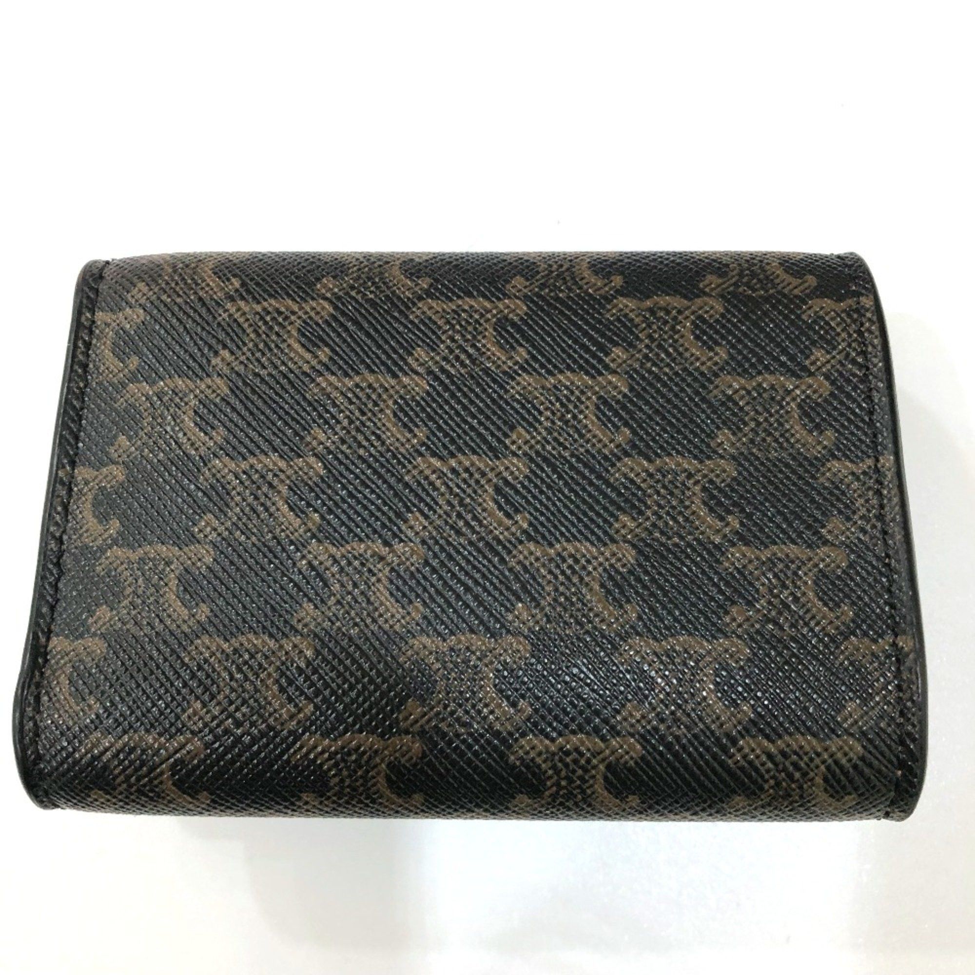 Celine CELINE Triomphe Compact wallet Trifold wallet Brown GoldHardware Size ONE SIZE - 7 Thumbnail