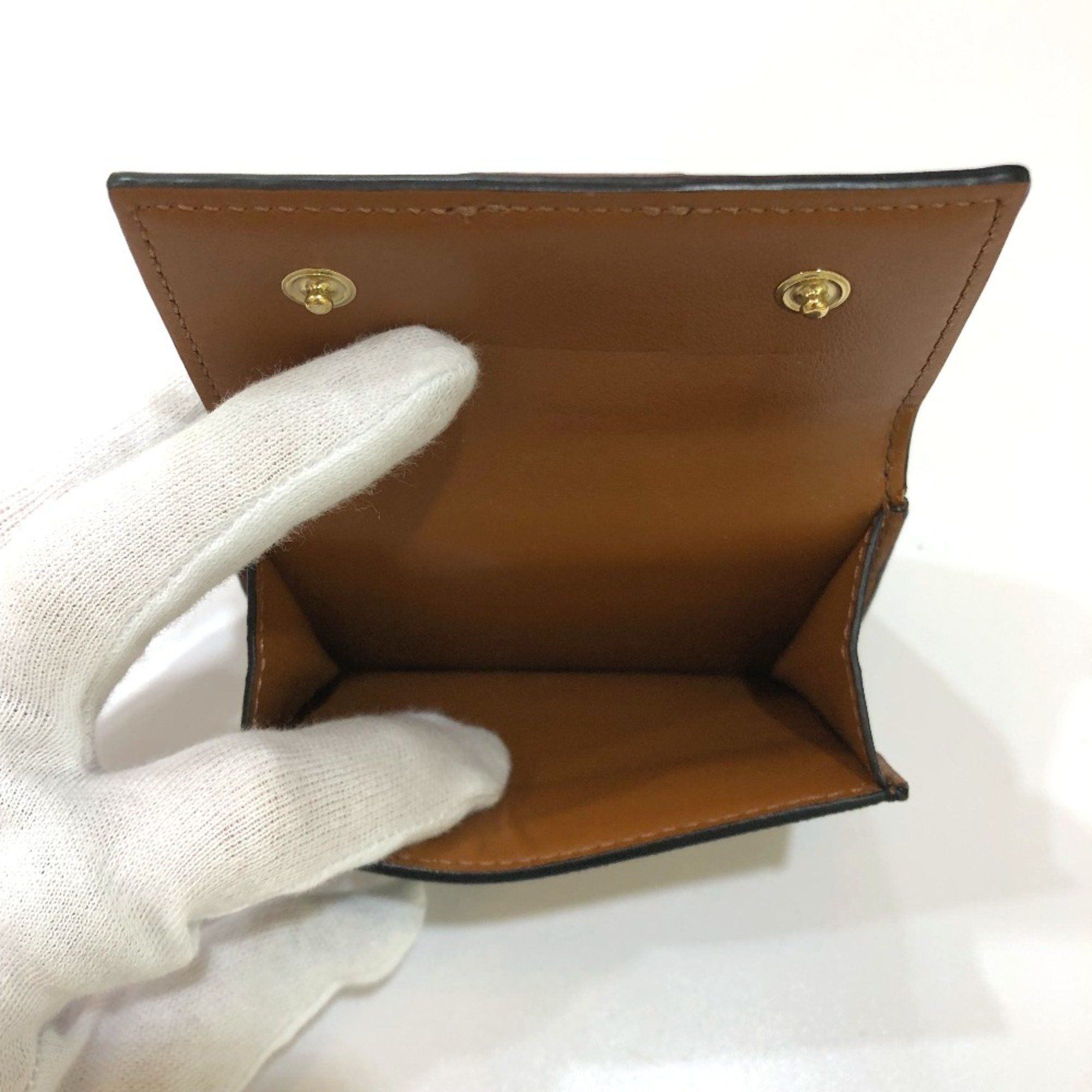 Celine CELINE Triomphe Compact wallet Trifold wallet Brown GoldHardware Size ONE SIZE - 12 Thumbnail