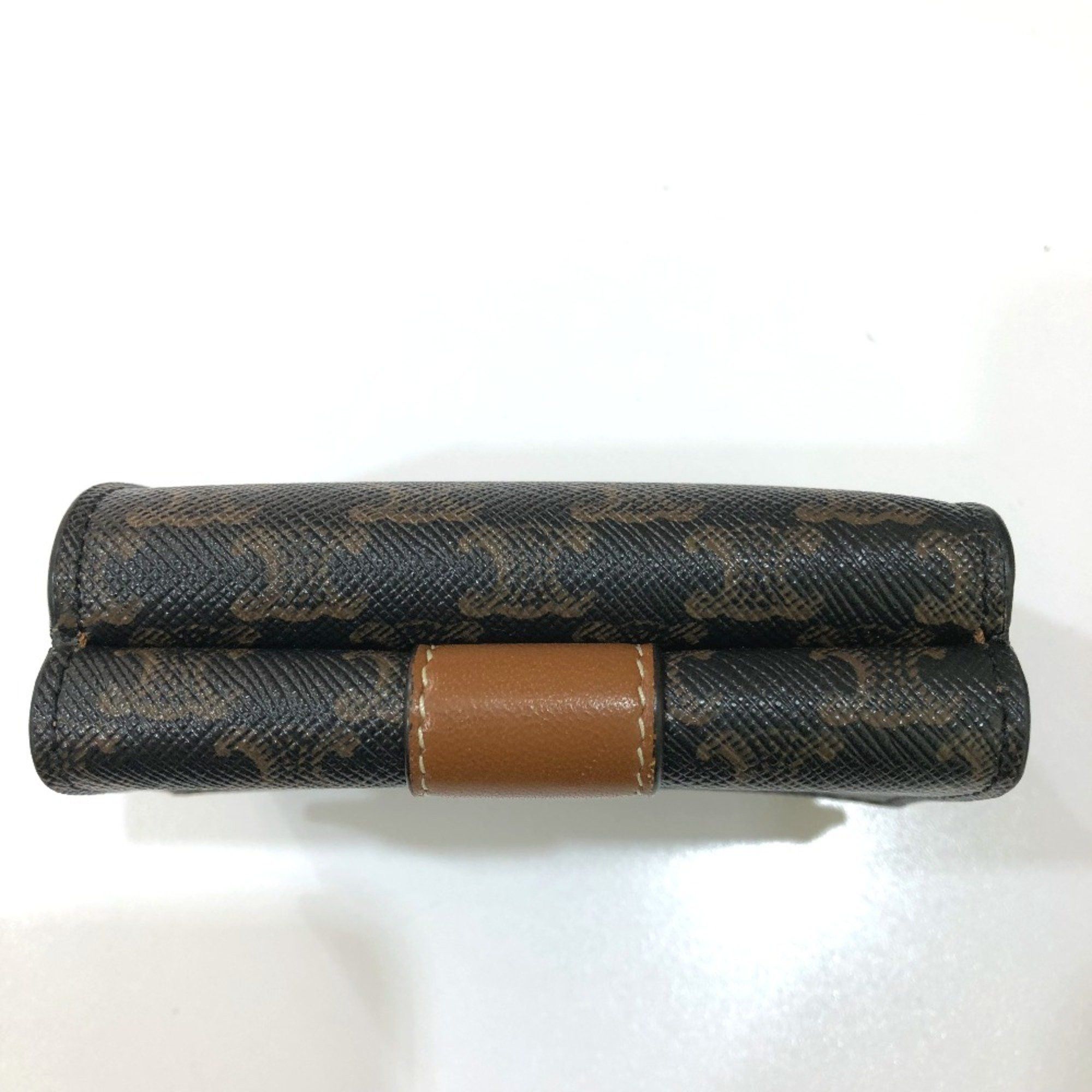Celine CELINE Triomphe Compact wallet Trifold wallet Brown GoldHardware Size ONE SIZE - 6 Thumbnail