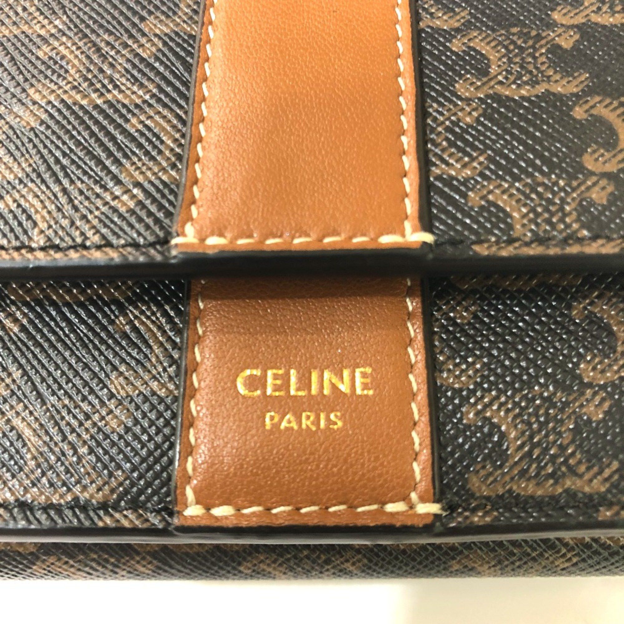 Celine CELINE Triomphe Compact wallet Trifold wallet Brown GoldHardware Size ONE SIZE - 5 Thumbnail