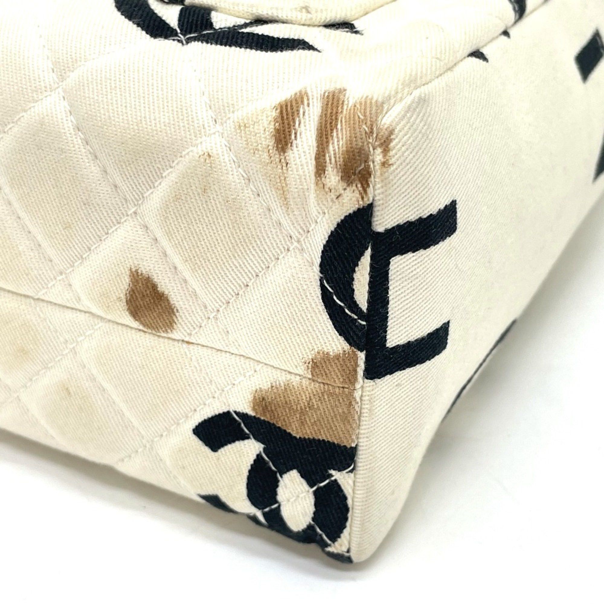 Chanel Chanel CC Mark Bag Tote Bag Hand Bag IvoryBased x Black Size ONE SIZE - 4 Thumbnail