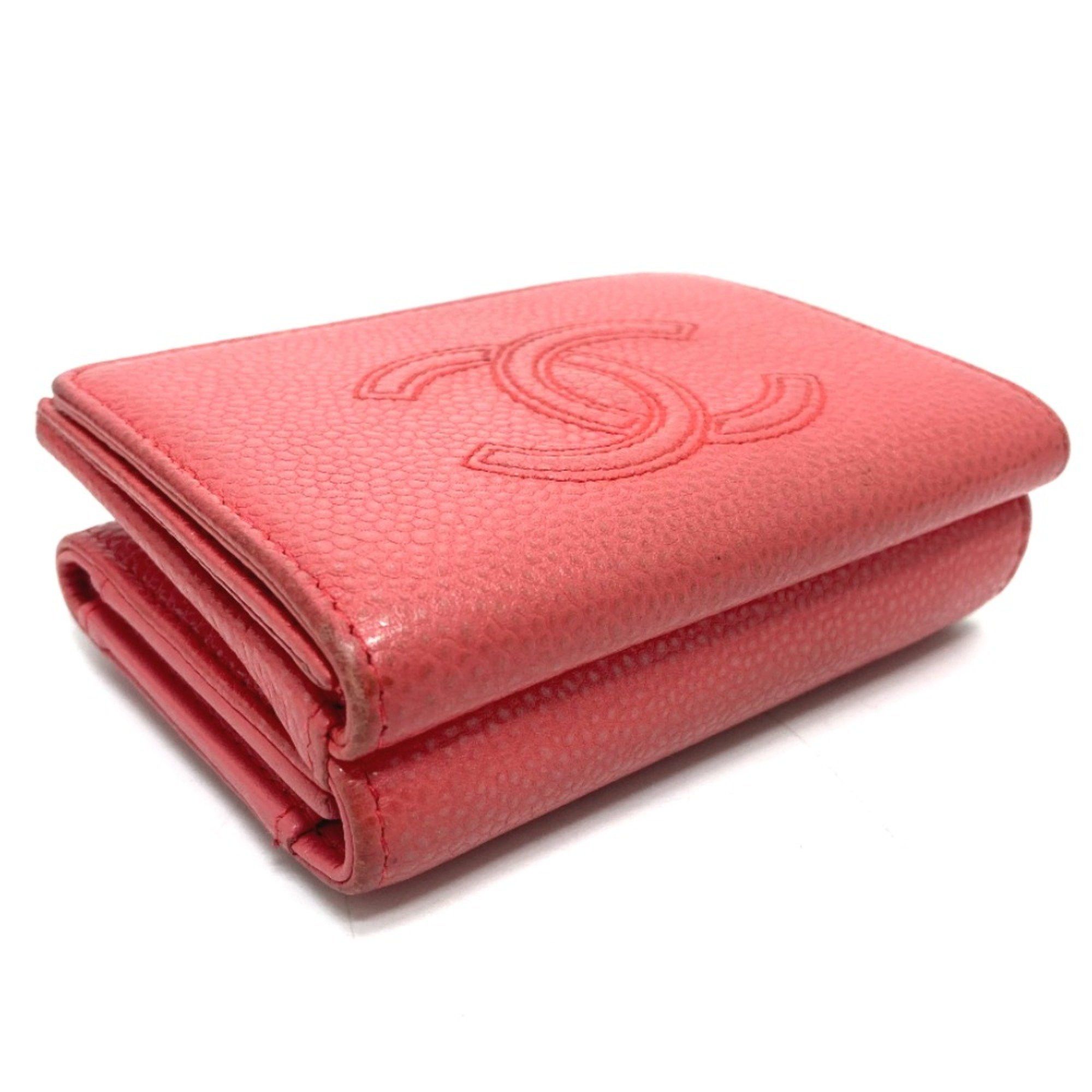 Chanel Chanel A70796 CC Mark Compact Trifold wallet salmon pink Size ONE SIZE - 3 Thumbnail