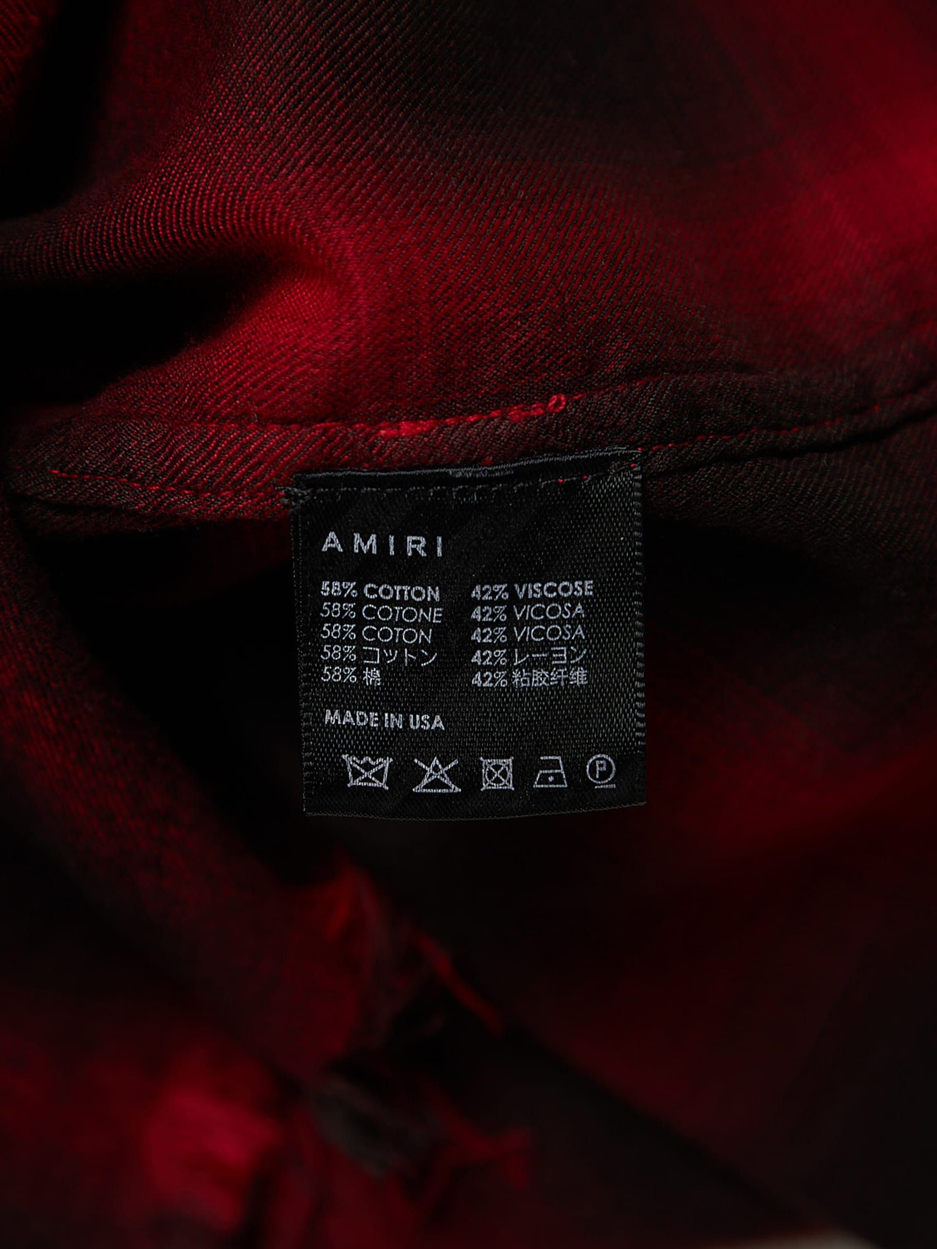 Amiri Red & Black Buttoned Checkered Distressed Cotton & Viscose Shirt Size US S / EU 44-46 / 1 - 4 Thumbnail