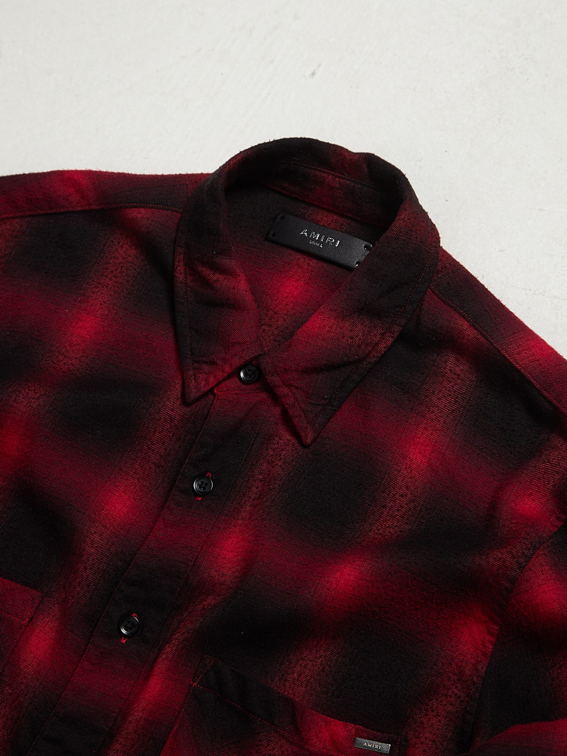 Amiri Red & Black Buttoned Checkered Distressed Cotton & Viscose Shirt Size US S / EU 44-46 / 1 - 3 Thumbnail