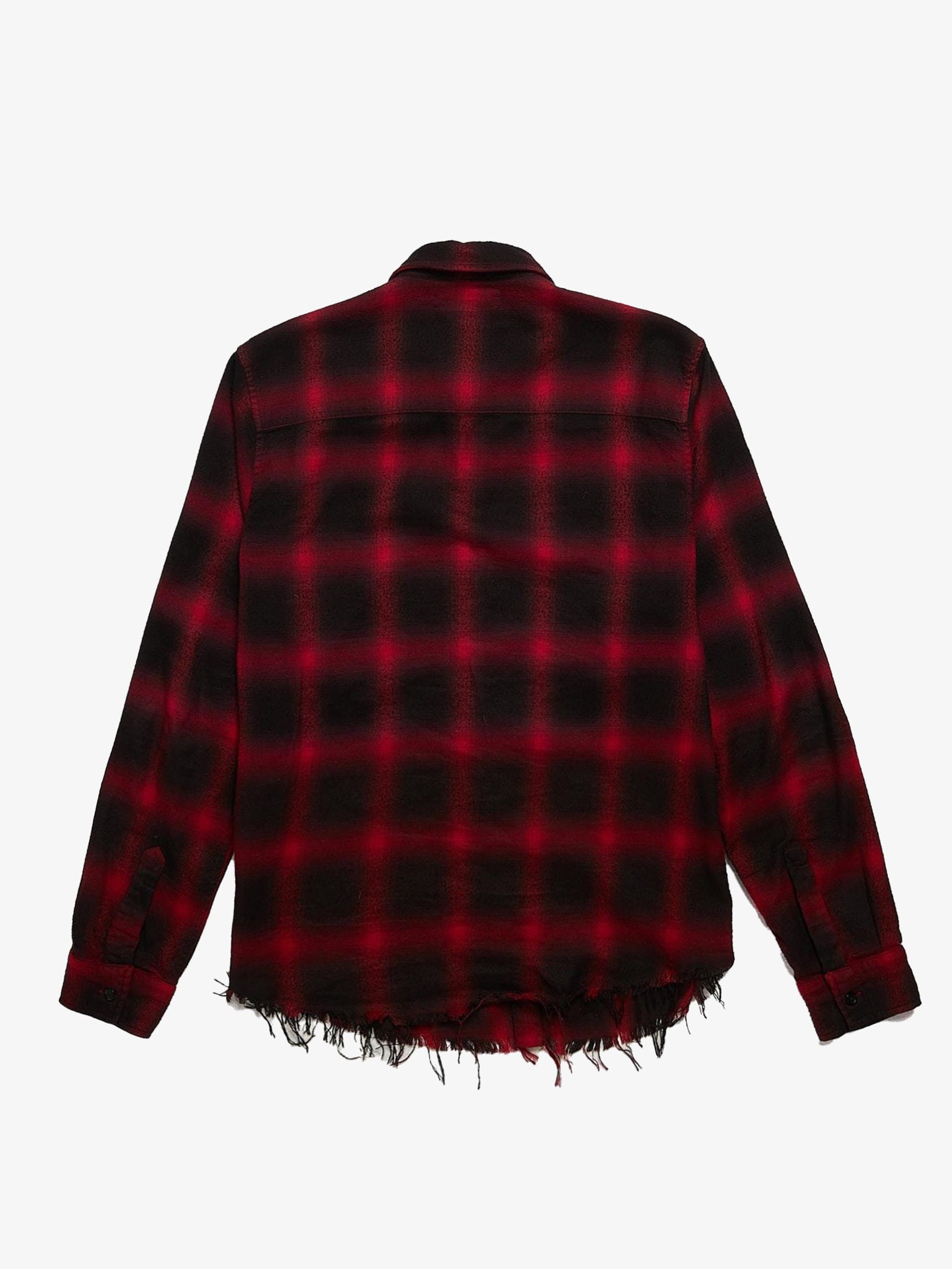 Amiri Red & Black Buttoned Checkered Distressed Cotton & Viscose Shirt Size US S / EU 44-46 / 1 - 2 Thumbnail