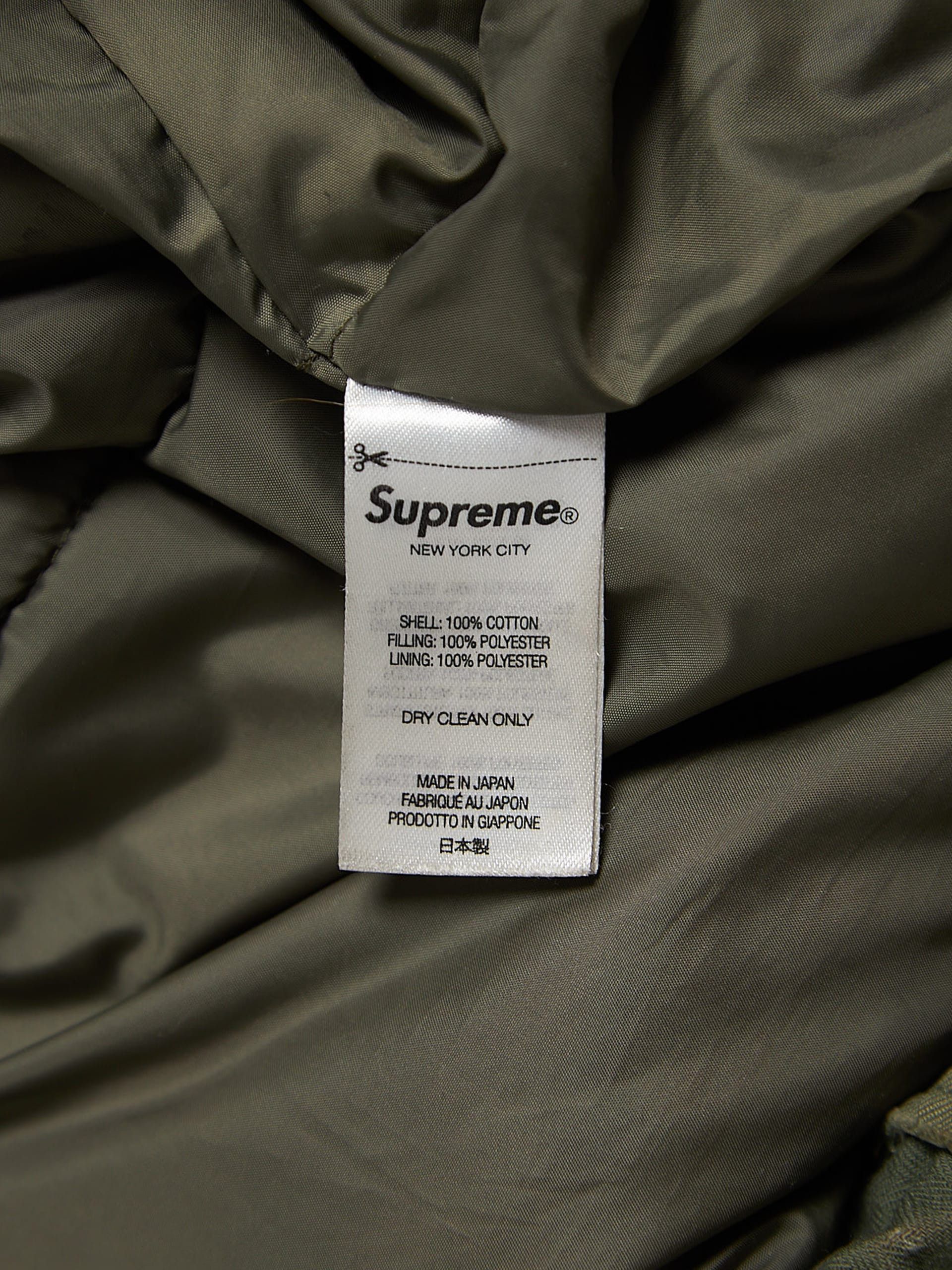 Supreme Khaki Zipped Distresse Cotton Downjacket Size US L / EU 52-54 / 3 - 4 Thumbnail