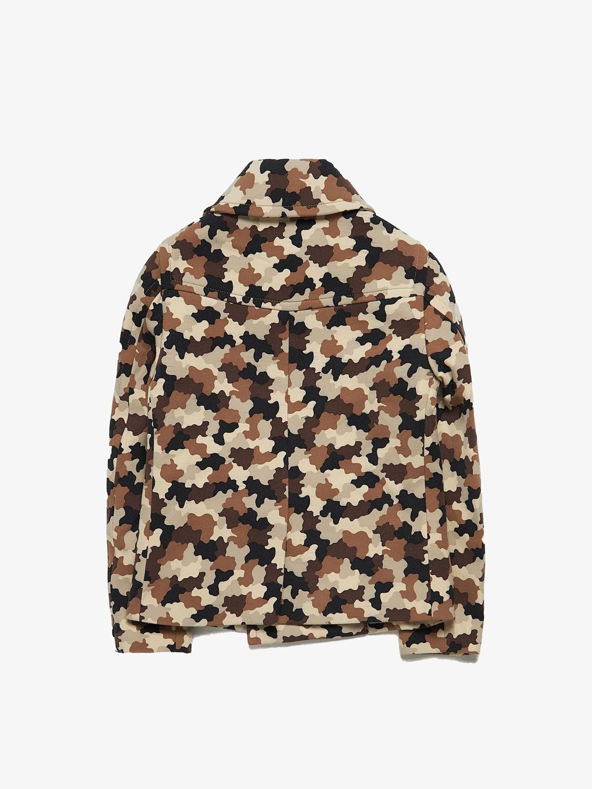 Prada Beige Camo Double Breasted Cropped Wool Coat Size US S / EU 44-46 / 1 - 2 Thumbnail