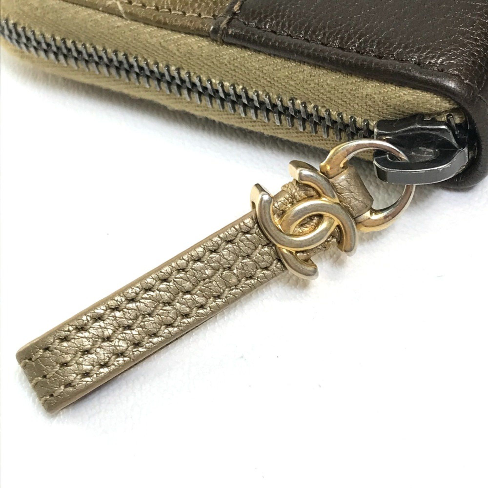 Chanel Chanel Gradation Zip Around Long Wallet Gold x Brown Size ONE SIZE - 5 Thumbnail