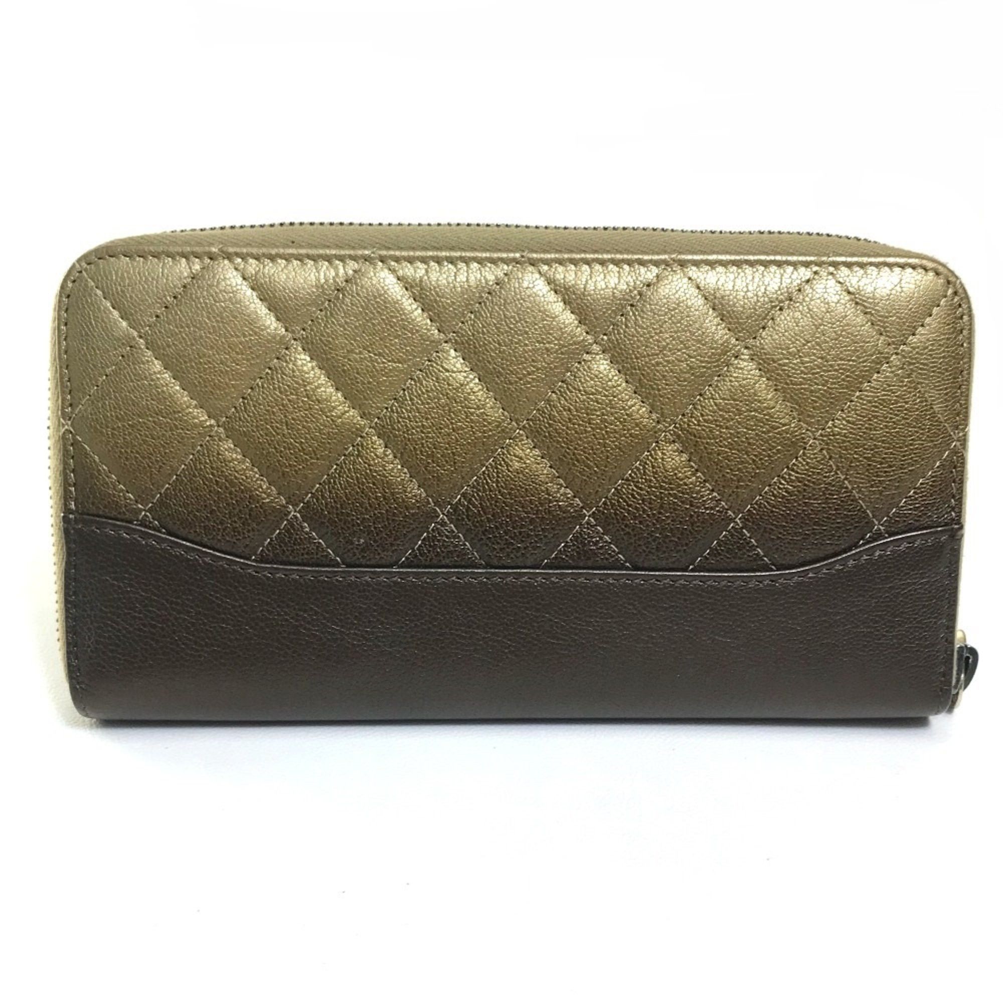 Chanel Chanel Gradation Zip Around Long Wallet Gold x Brown Size ONE SIZE - 2 Thumbnail