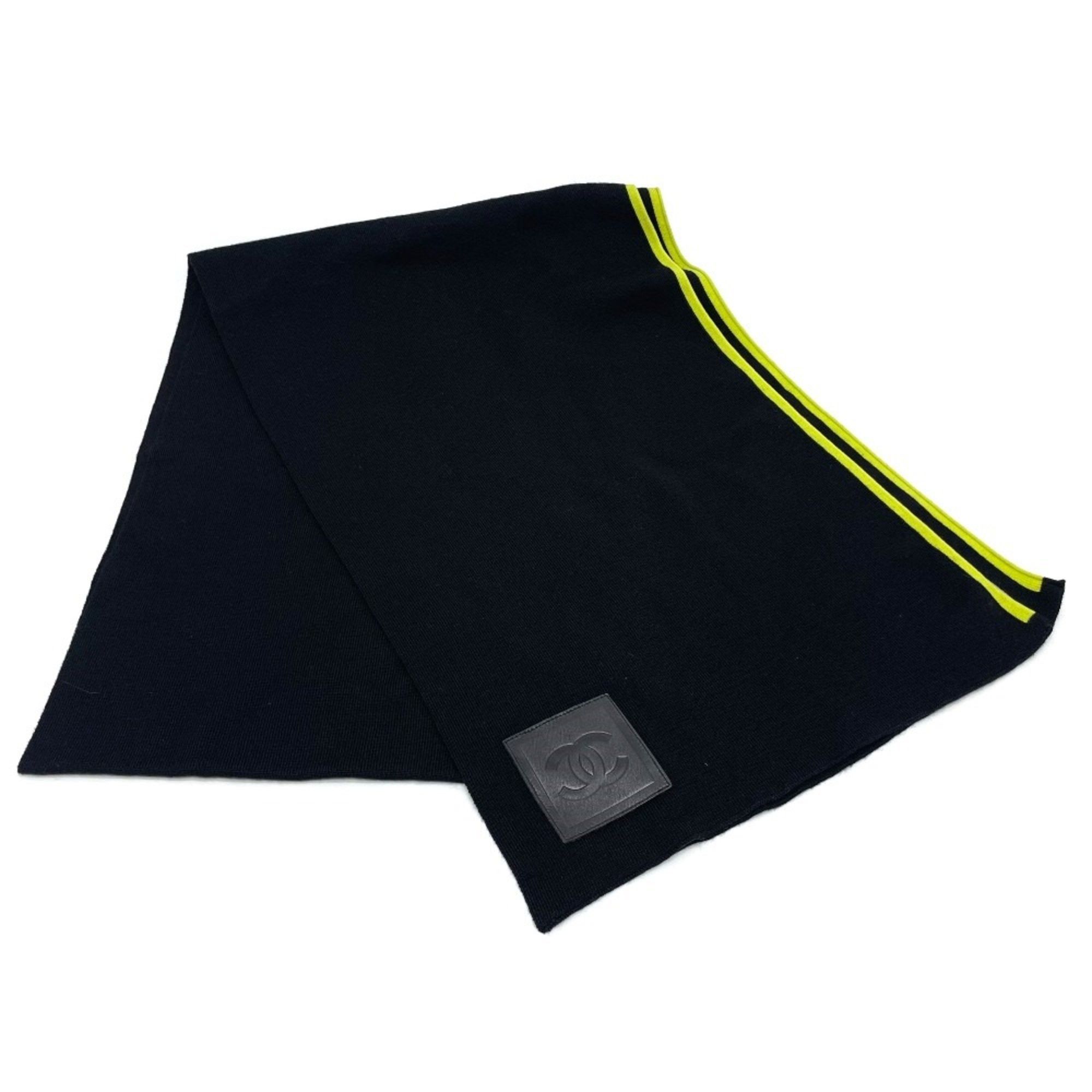 Chanel Chanel Sports Scarf Black x Fluorescent Green Size ONE SIZE - 2 Thumbnail