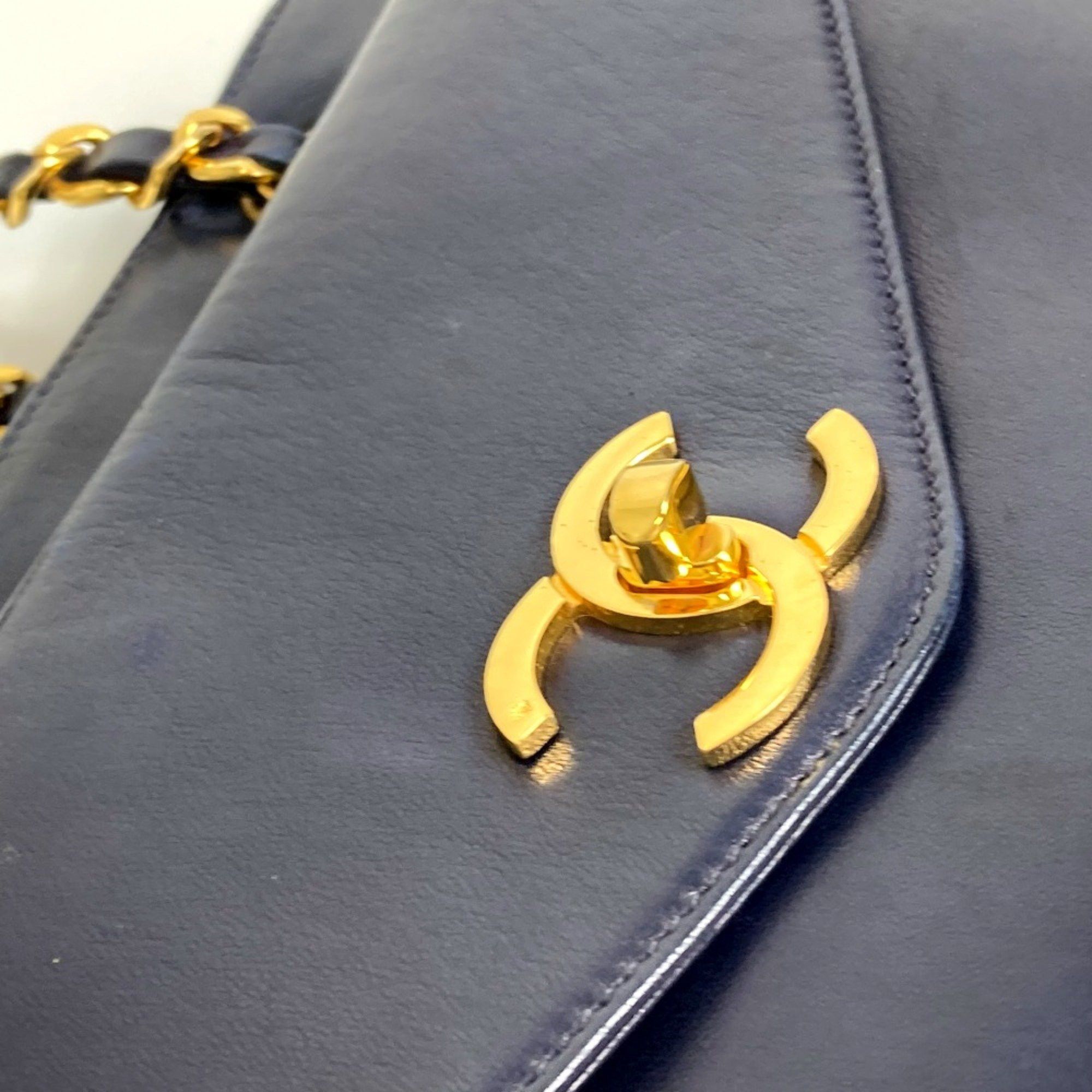 Chanel Chanel CC Mark Bag Chain Tote Bag shawl Shoulder Bag Navy GoldHardware Size ONE SIZE - 14 Thumbnail