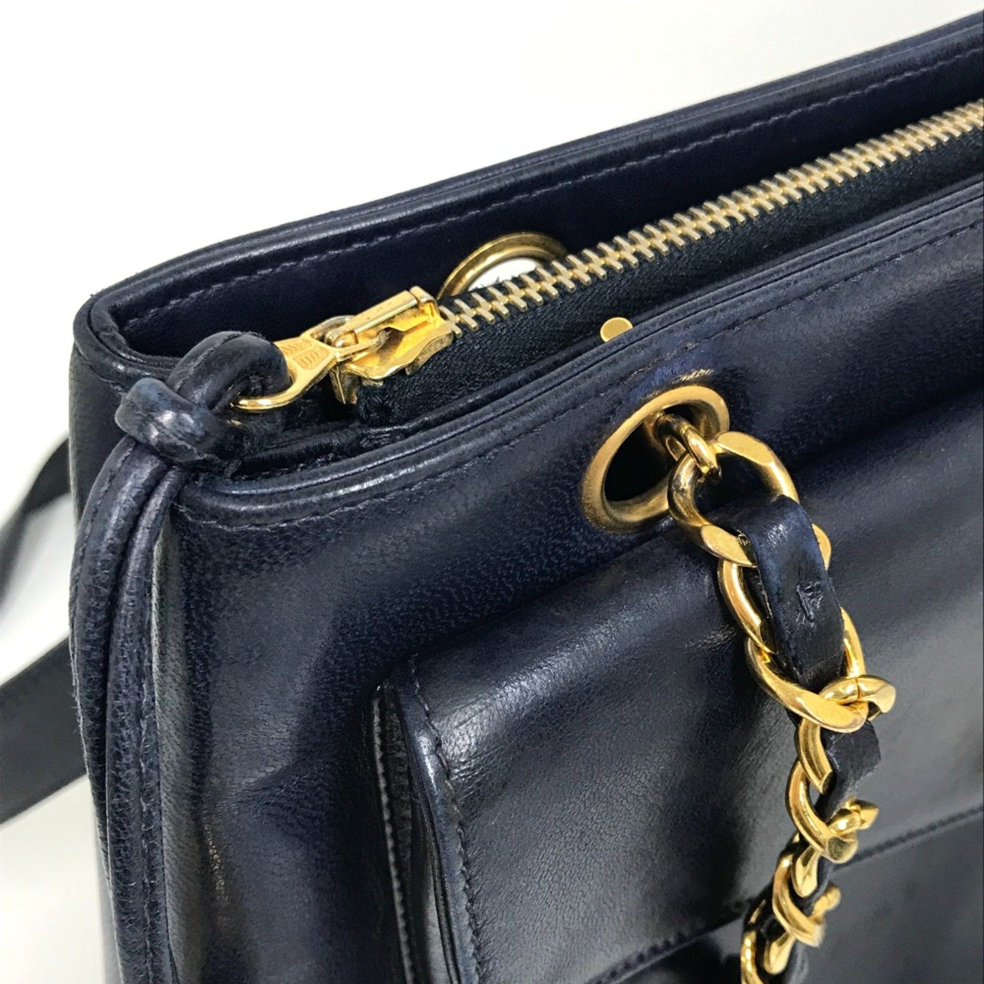 Chanel Chanel CC Mark Bag Chain Tote Bag shawl Shoulder Bag Navy GoldHardware Size ONE SIZE - 9 Thumbnail
