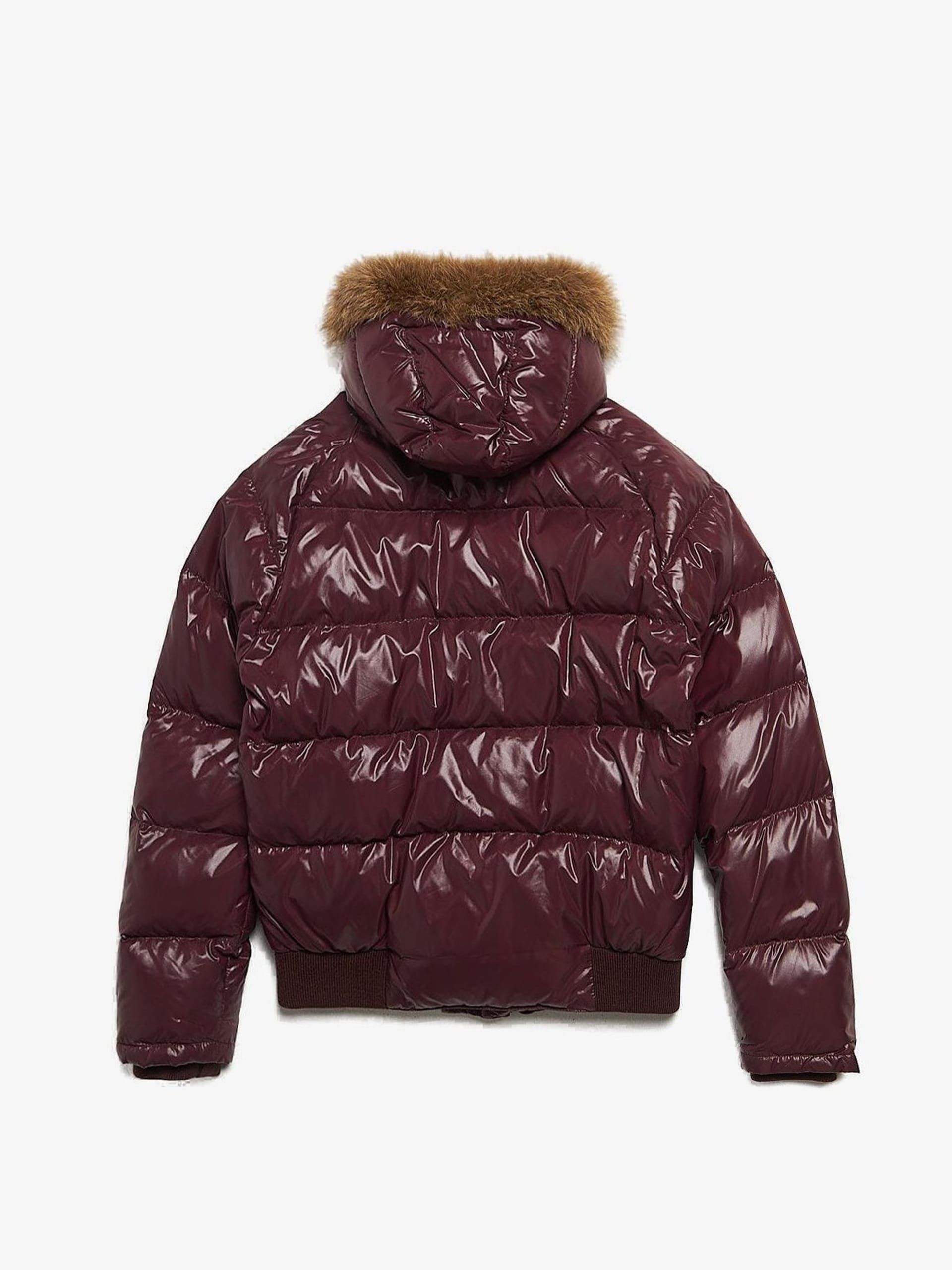 Moncler Burgundy Fur Hooded Polyamide Downjacket Size US L / EU 52-54 / 3 - 2 Thumbnail