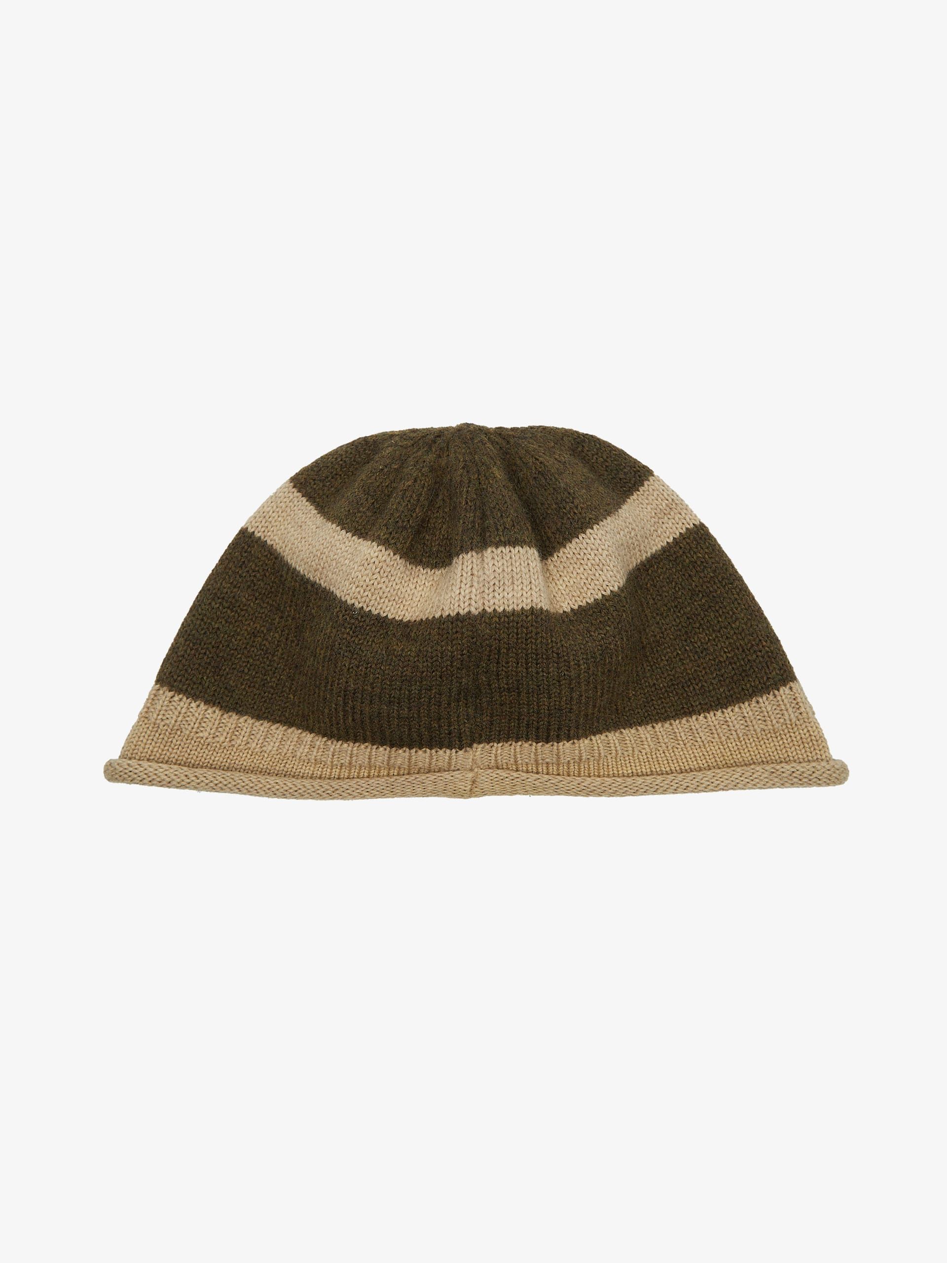 Y's Khaki and Beige Striped Beanie Size ONE SIZE - 2 Thumbnail