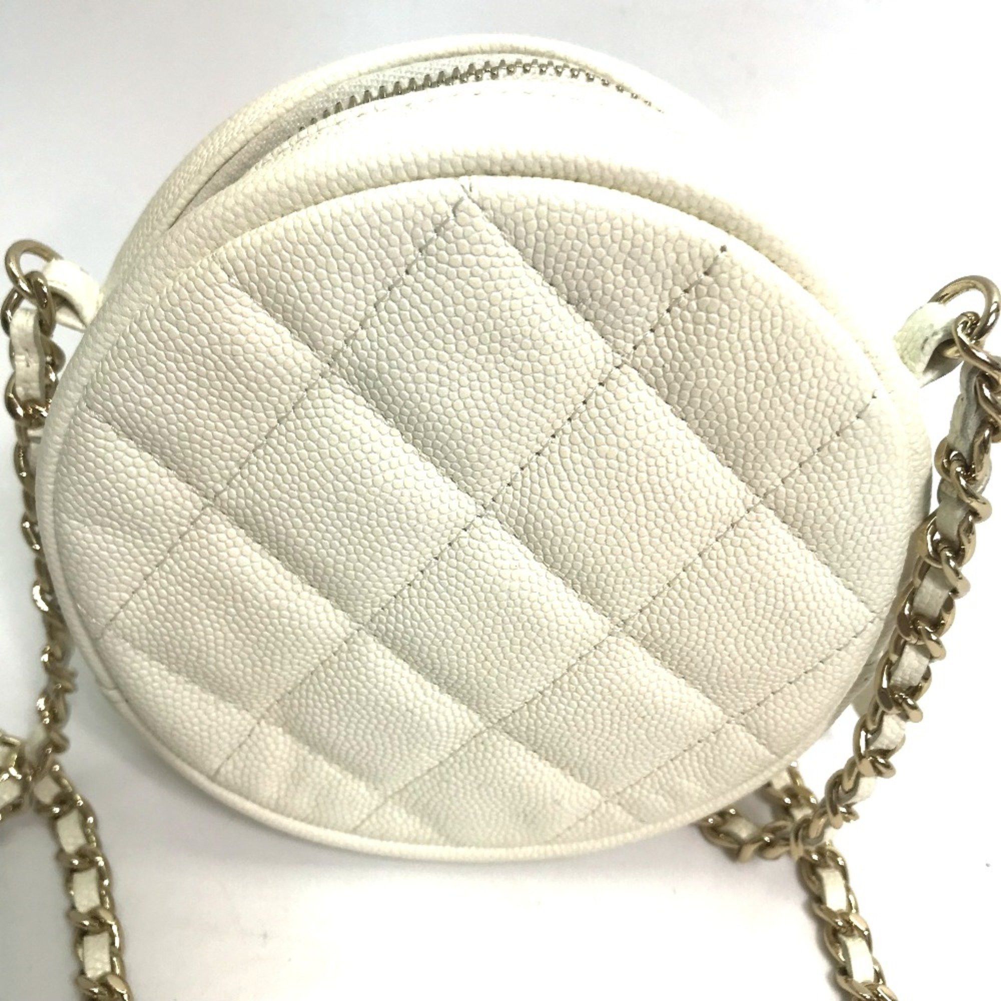 Chanel Chanel CC Mark Round Chain Bag Crossbody Shoulder Bag White Gold Size ONE SIZE - 2 Thumbnail