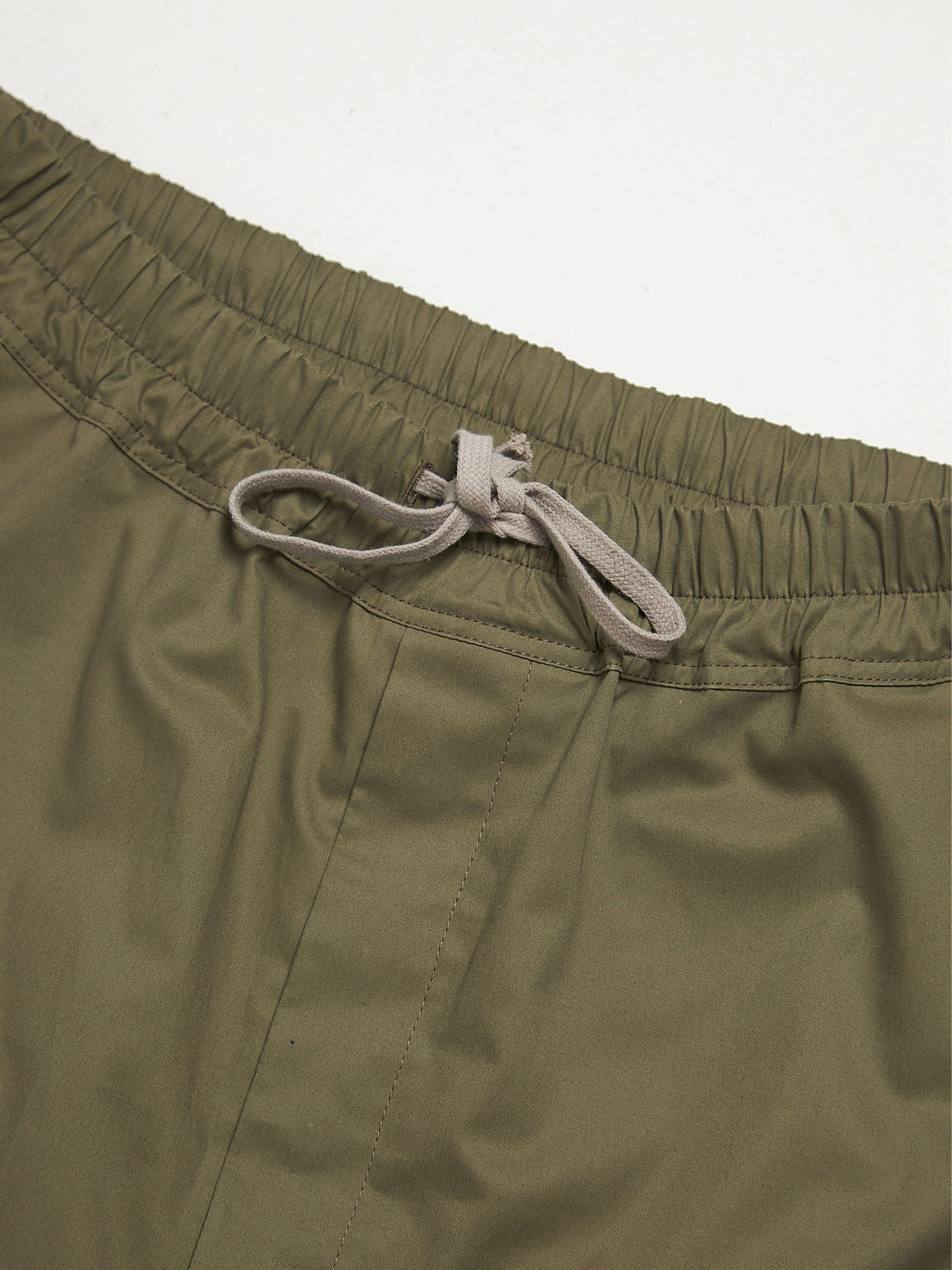 Rick Owens Khaki Drawstring Drop Crotch Cropped Cotton Pants Size US 32 / EU 48 - 3 Thumbnail