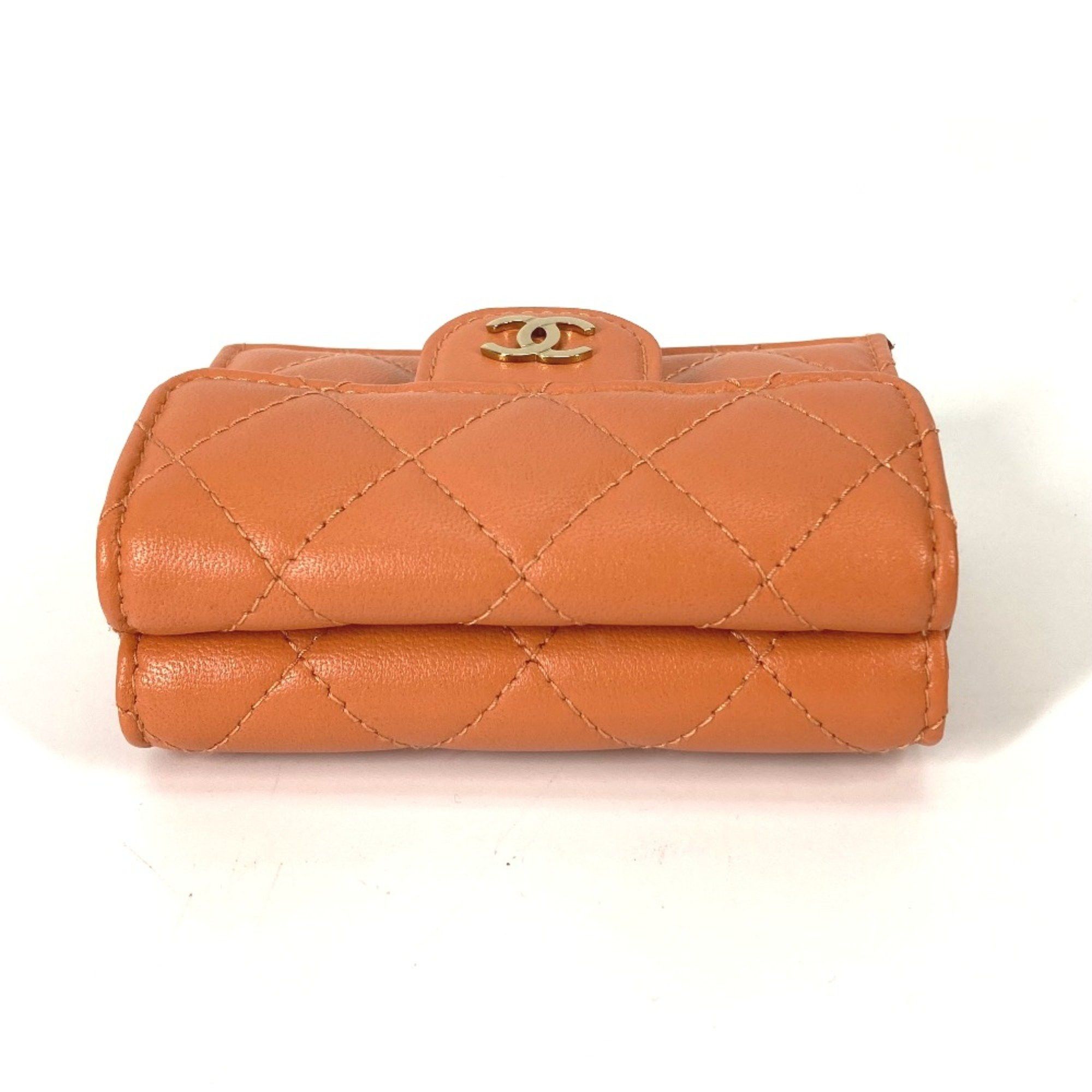 Chanel Chanel AP0230 CC Mark Compact wallet Trifold wallet Orange GoldHardware Size ONE SIZE - 3 Thumbnail