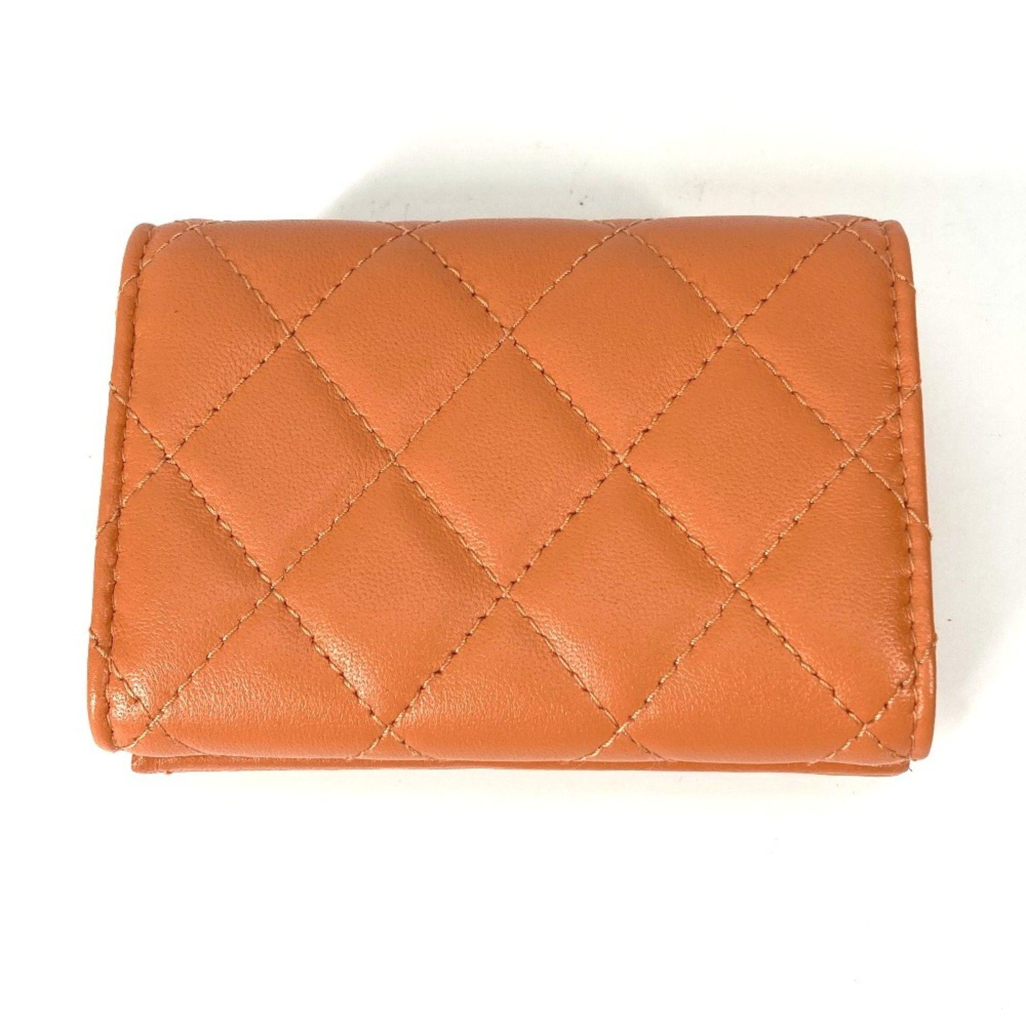 Chanel Chanel AP0230 CC Mark Compact wallet Trifold wallet Orange GoldHardware Size ONE SIZE - 2 Thumbnail