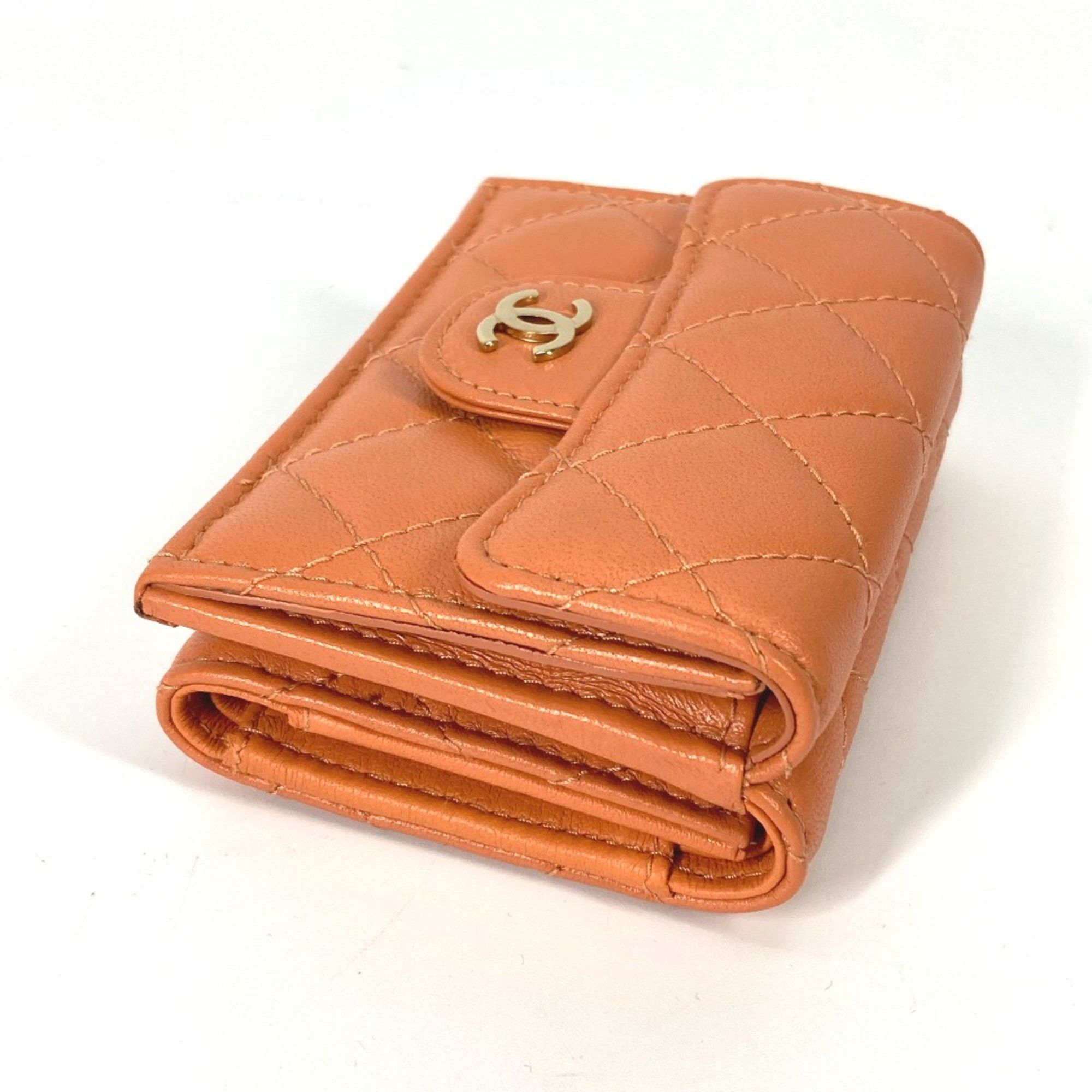 Chanel Chanel AP0230 CC Mark Compact wallet Trifold wallet Orange GoldHardware Size ONE SIZE - 6 Thumbnail