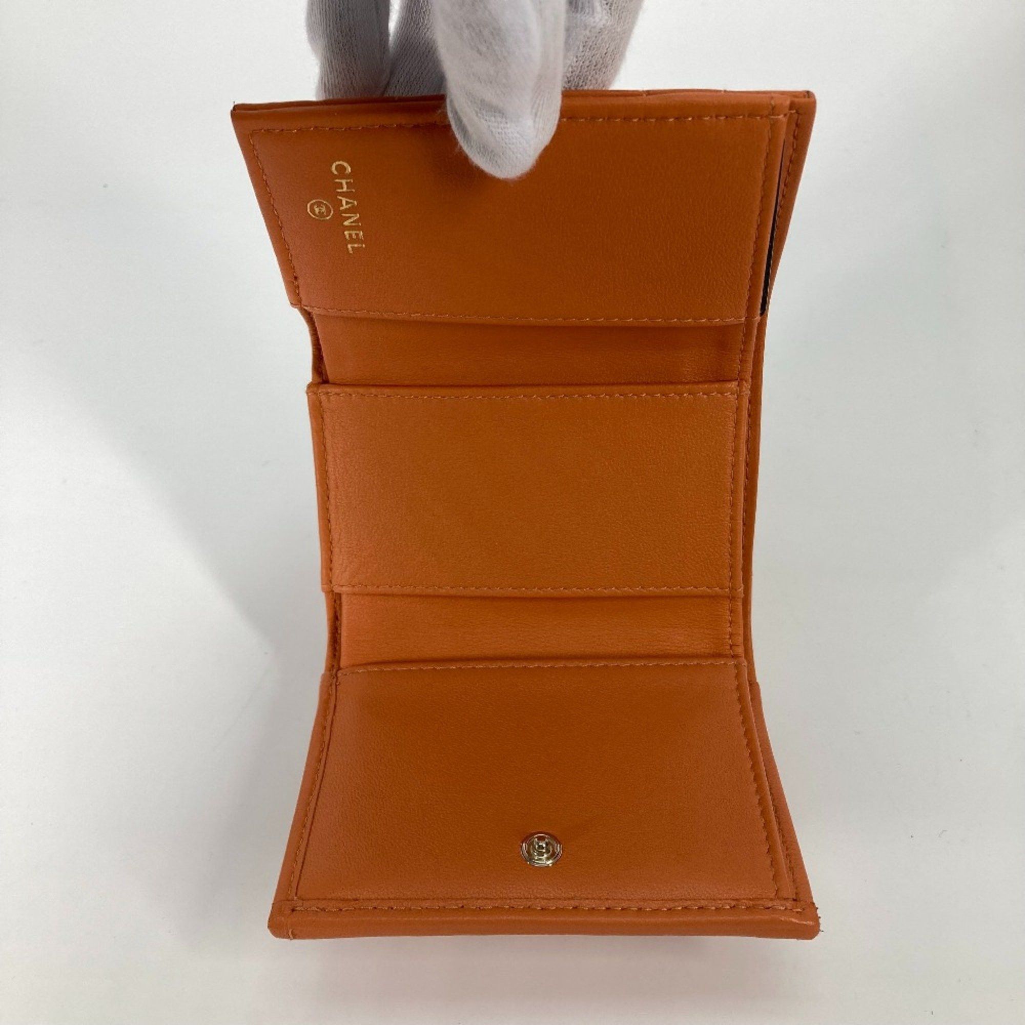 Chanel Chanel AP0230 CC Mark Compact wallet Trifold wallet Orange GoldHardware Size ONE SIZE - 13 Thumbnail