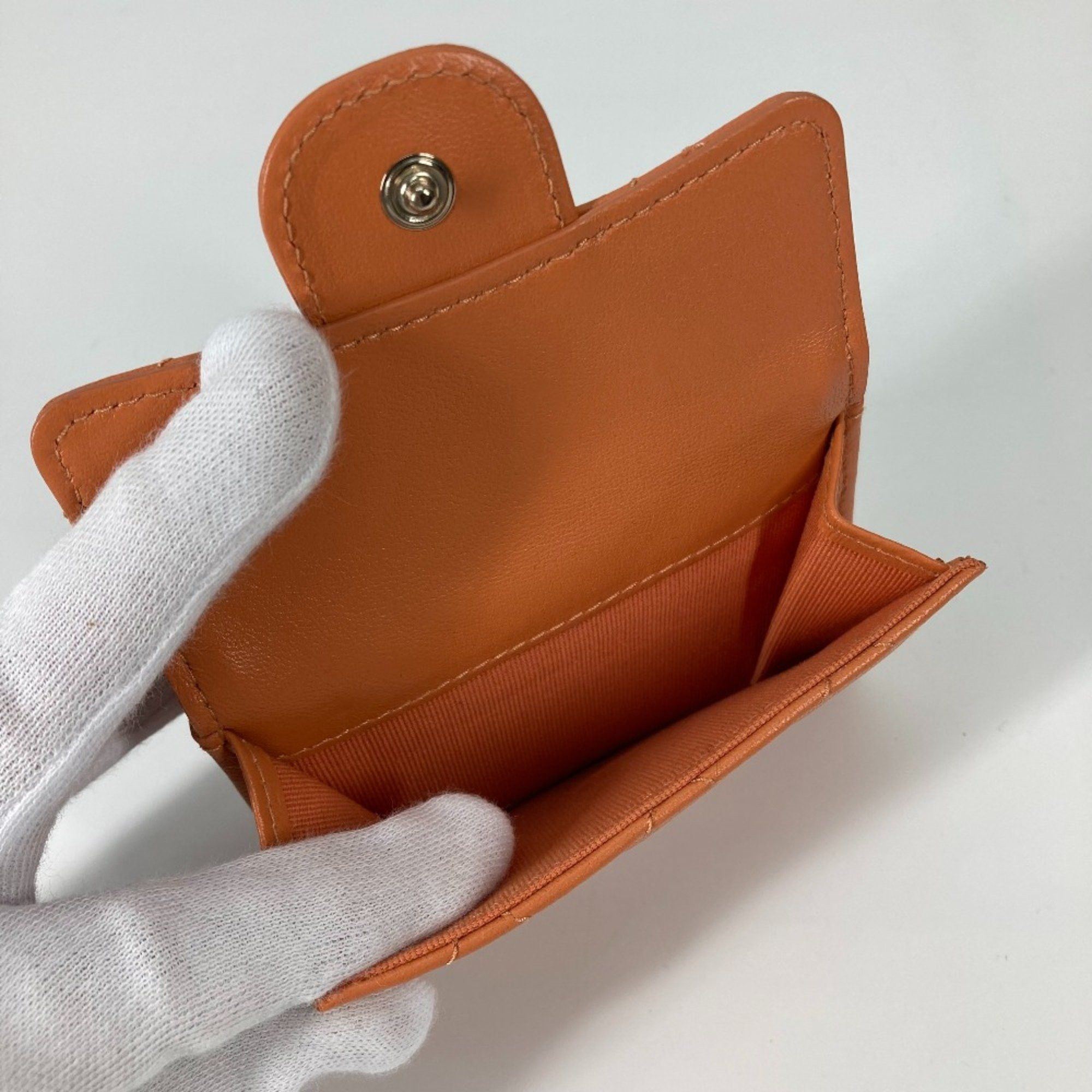 Chanel Chanel AP0230 CC Mark Compact wallet Trifold wallet Orange GoldHardware Size ONE SIZE - 12 Thumbnail