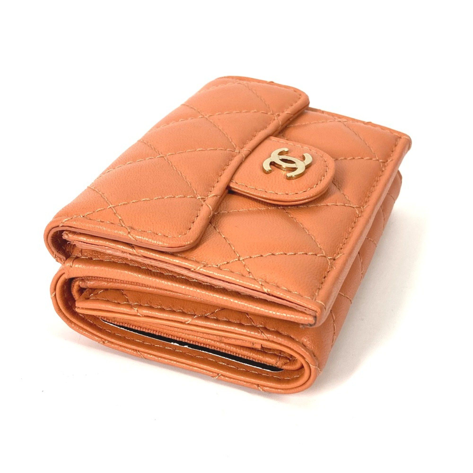 Chanel Chanel AP0230 CC Mark Compact wallet Trifold wallet Orange GoldHardware Size ONE SIZE - 5 Thumbnail