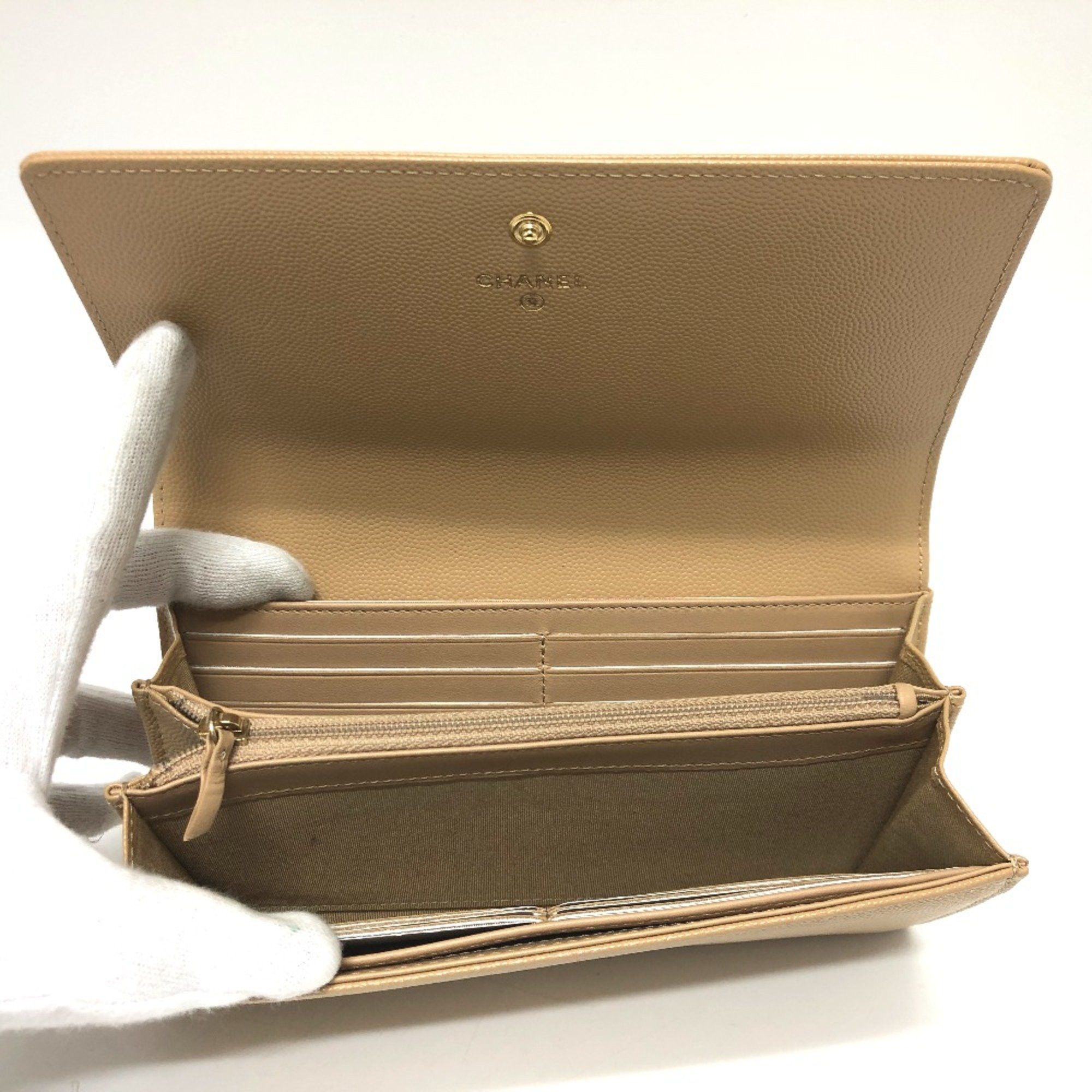 Chanel Chanel Long wallet Two fold Long Wallet Beige GoldHardware Size ONE SIZE - 7 Thumbnail