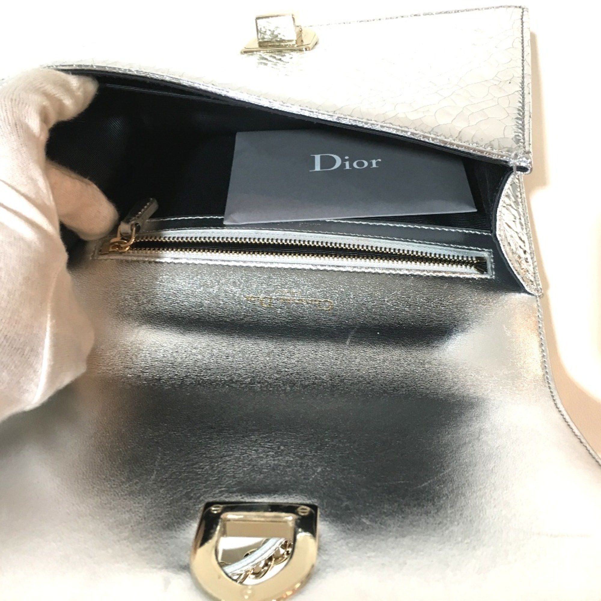 Dior CHRISTIAN DIOR Small flap bag Bag Chain Shoulder Shoulder Bag Silver GoldHardware Size ONE SIZE - 10 Thumbnail