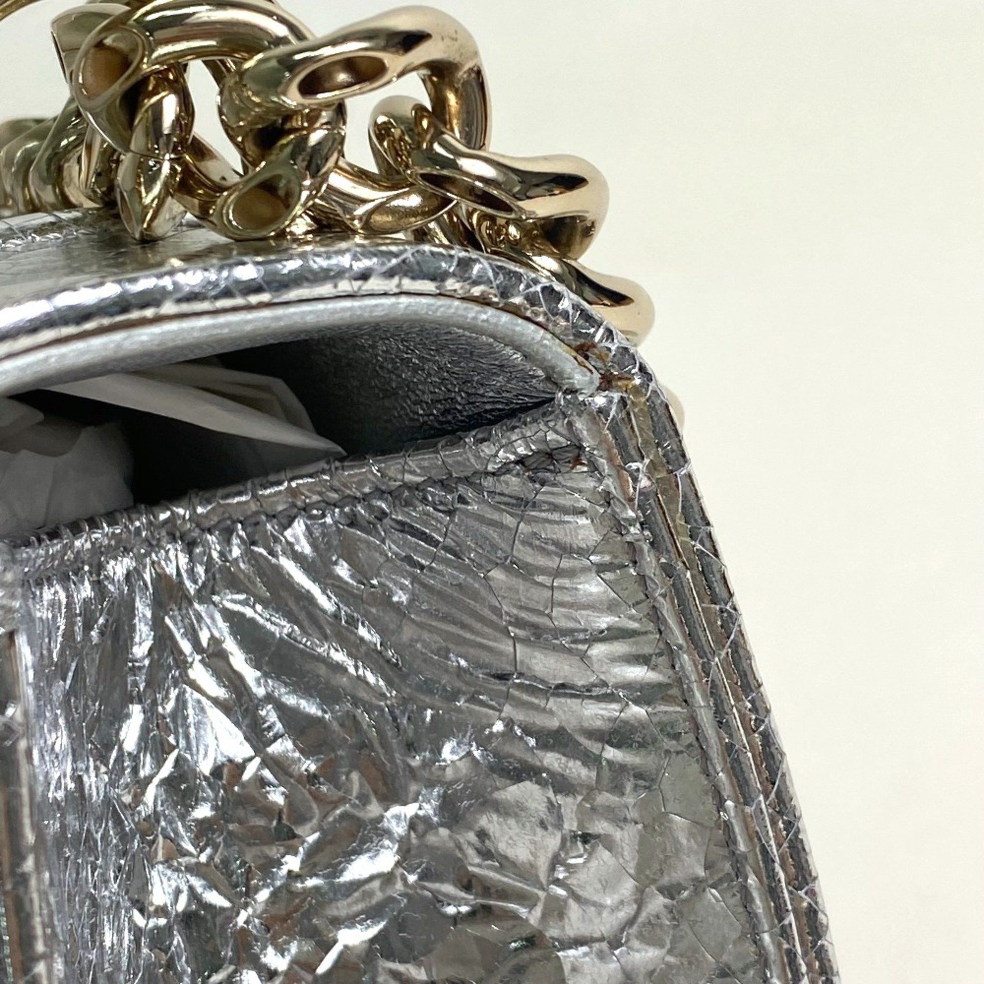 Dior CHRISTIAN DIOR Small flap bag Bag Chain Shoulder Shoulder Bag Silver GoldHardware Size ONE SIZE - 6 Thumbnail