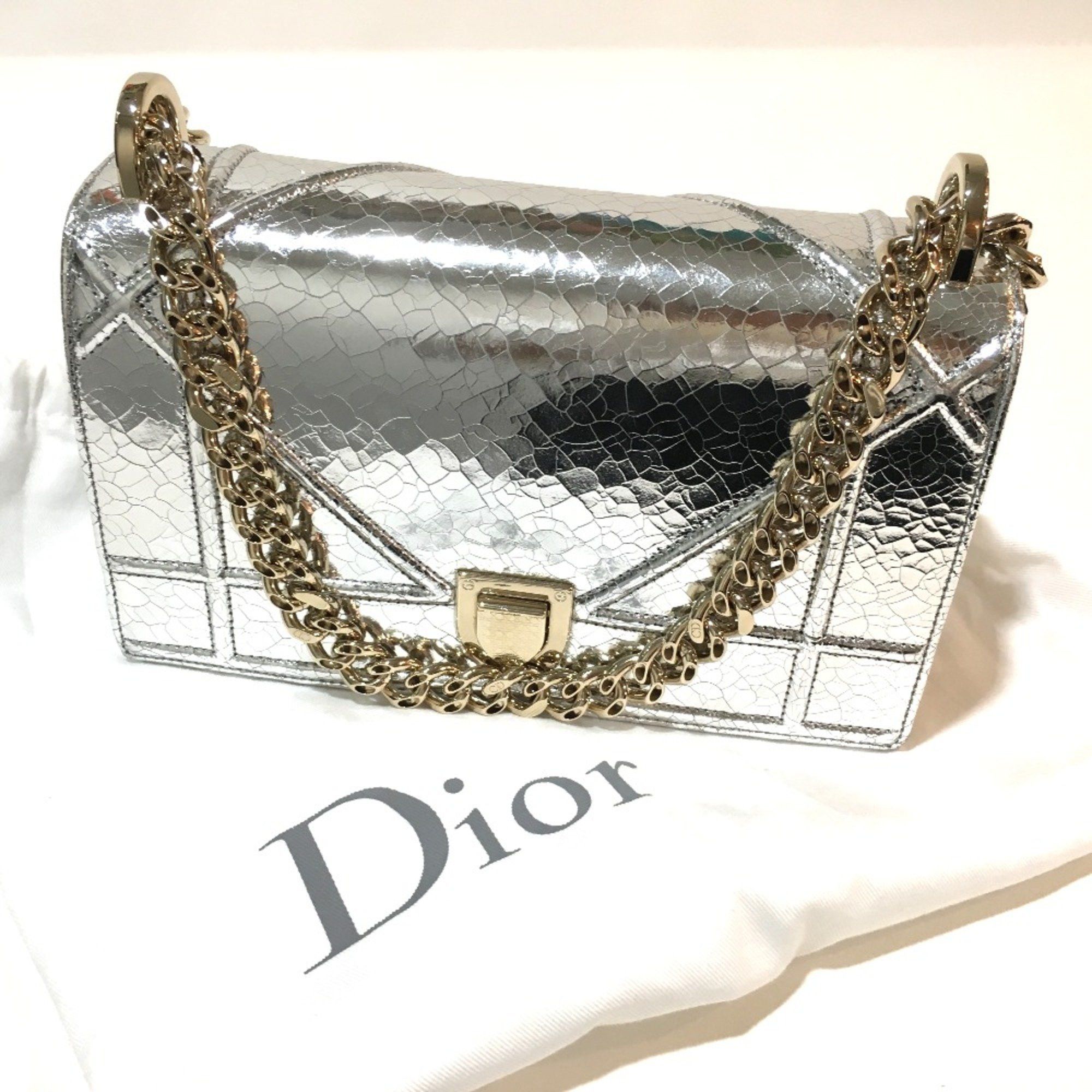 Dior CHRISTIAN DIOR Small flap bag Bag Chain Shoulder Shoulder Bag Silver GoldHardware Size ONE SIZE - 13 Thumbnail