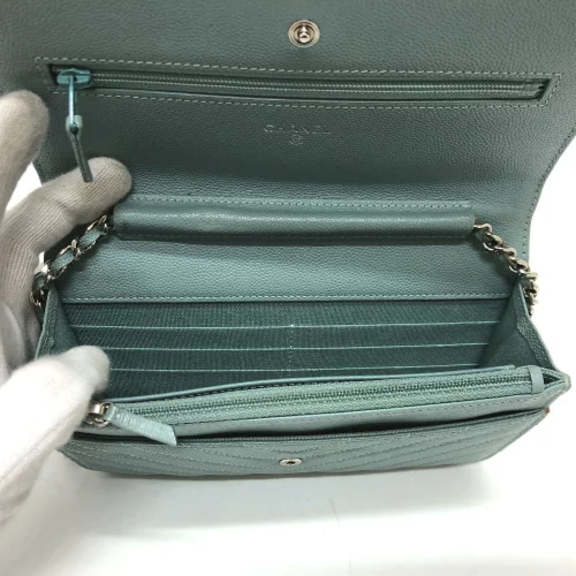 Chanel Chanel Long Wallet Bag Crossbody Chain wallet Shoulder Bag blue SilverHardware Size ONE SIZE - 10 Thumbnail
