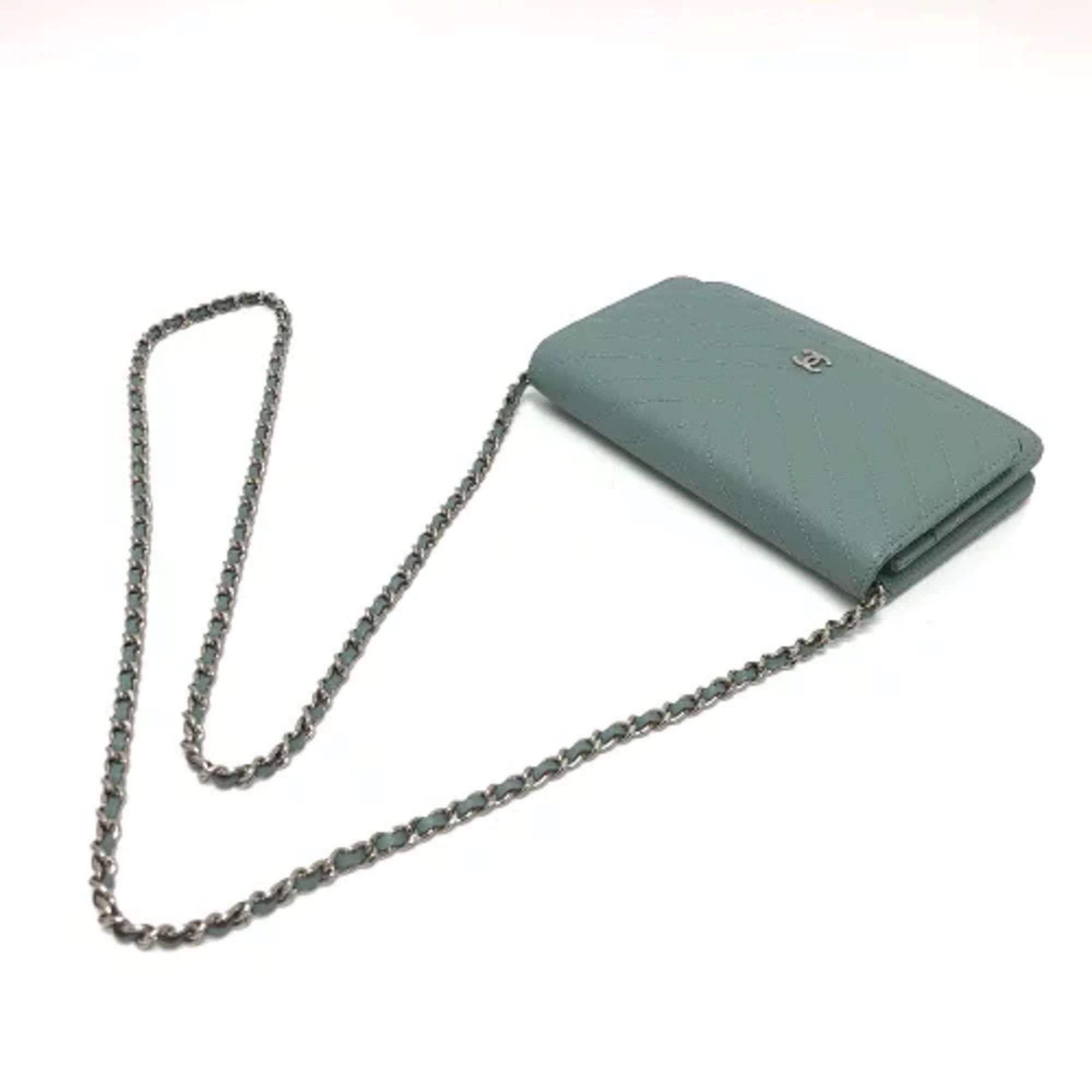 Chanel Chanel Long Wallet Bag Crossbody Chain wallet Shoulder Bag blue SilverHardware Size ONE SIZE - 6 Thumbnail