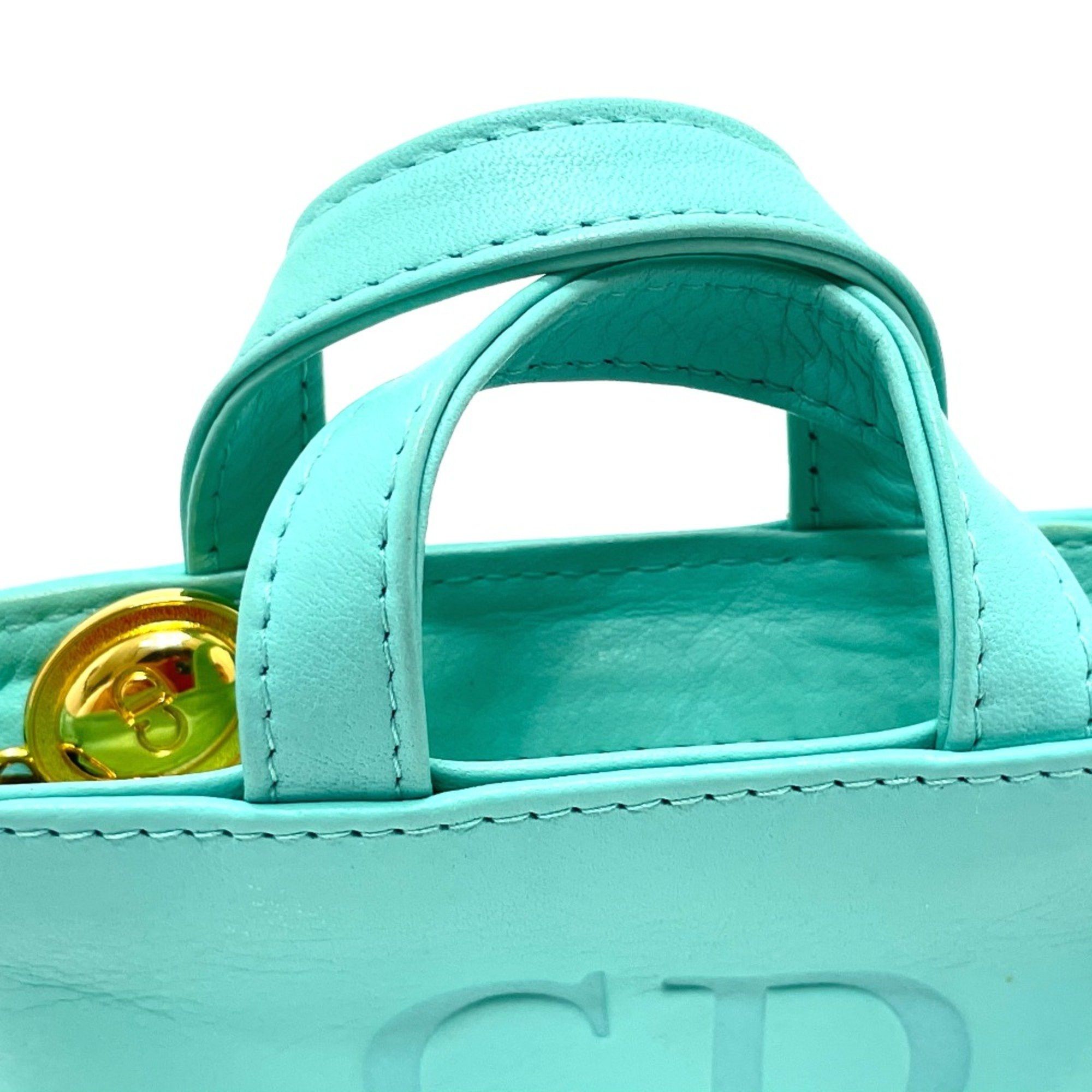Dior CHRISTIAN DIOR CD logo bag mini pouch charm Hand Bag Turquoise x Gold Hardware Size ONE SIZE - 8 Thumbnail