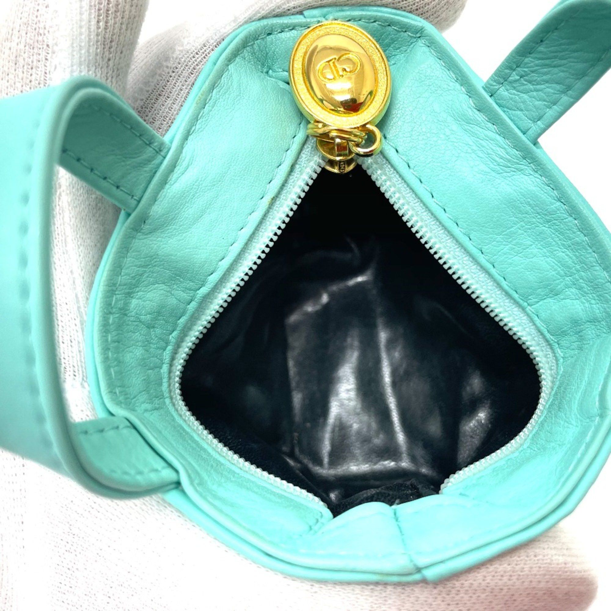 Dior CHRISTIAN DIOR CD logo bag mini pouch charm Hand Bag Turquoise x Gold Hardware Size ONE SIZE - 13 Thumbnail