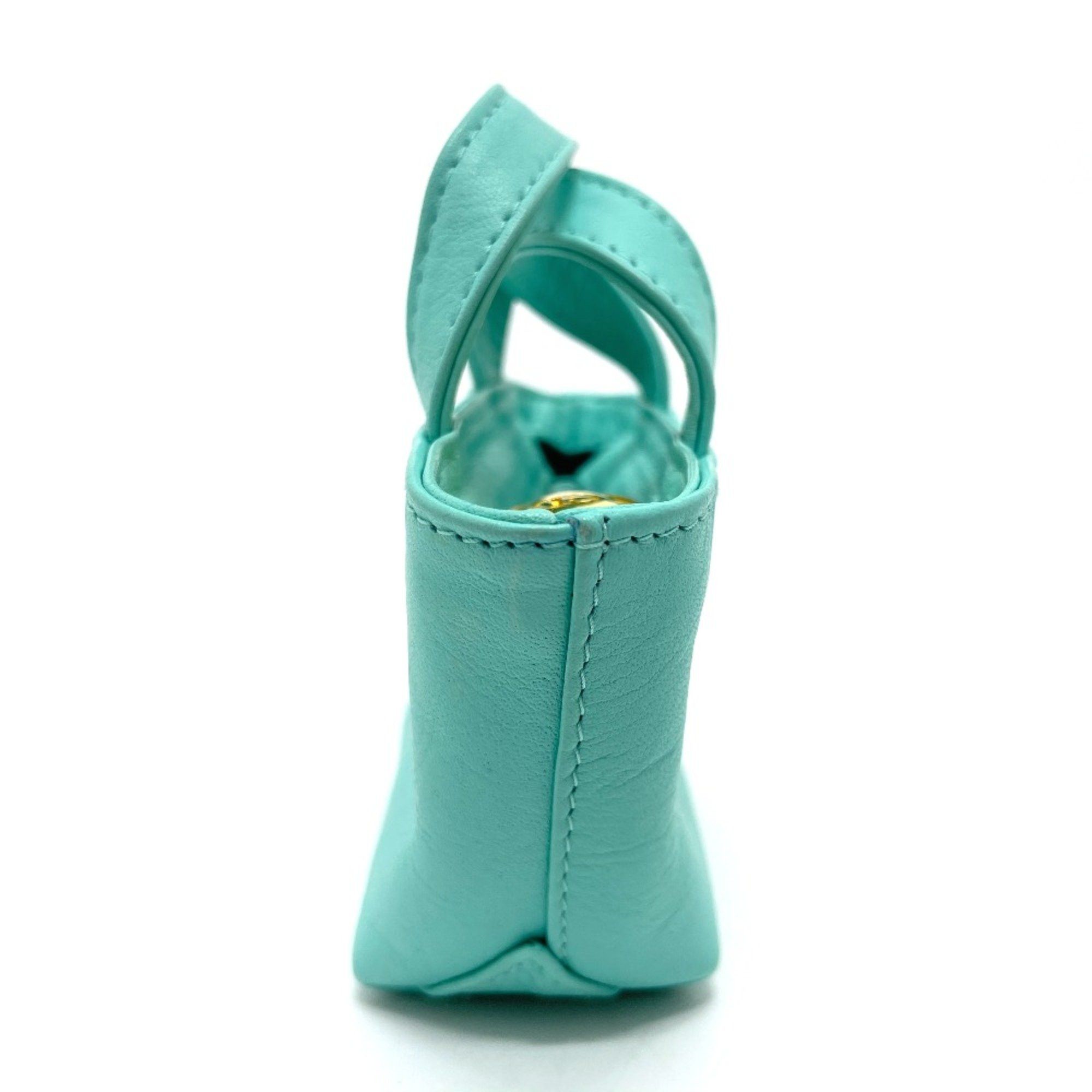 Dior CHRISTIAN DIOR CD logo bag mini pouch charm Hand Bag Turquoise x Gold Hardware Size ONE SIZE - 4 Thumbnail