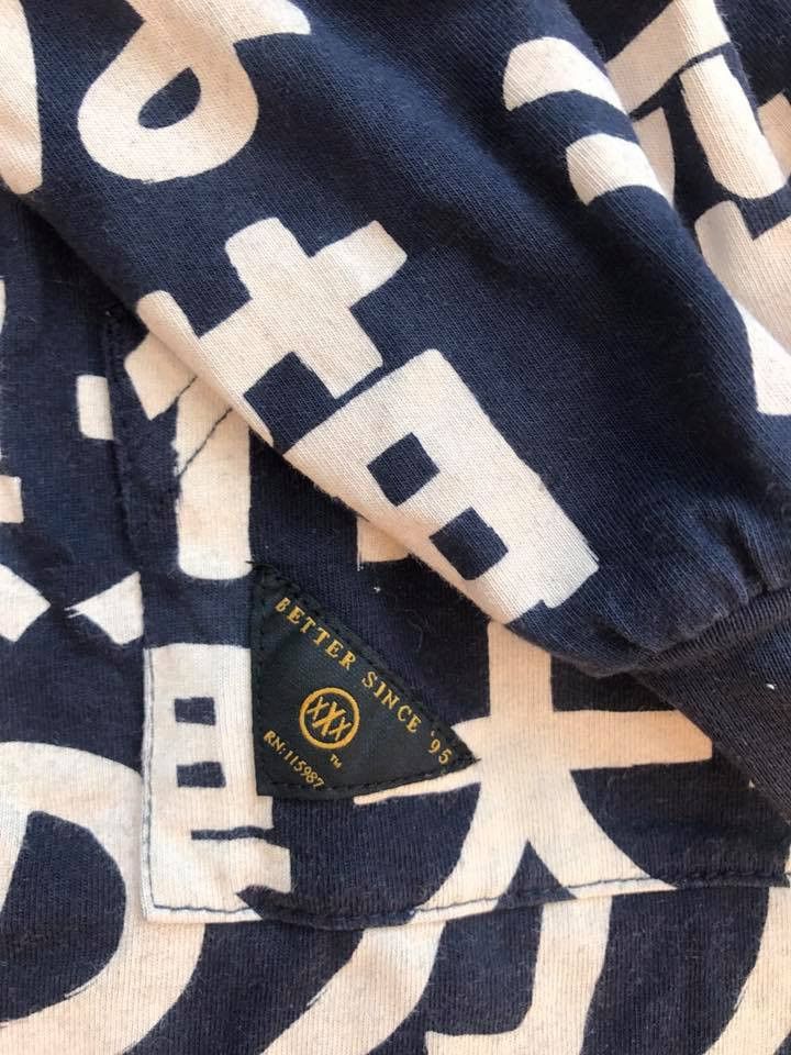 10 Deep Navy blue Cream White Japanese monogram hoodie sweater Size US S / EU 44-46 / 1 - 3 Thumbnail