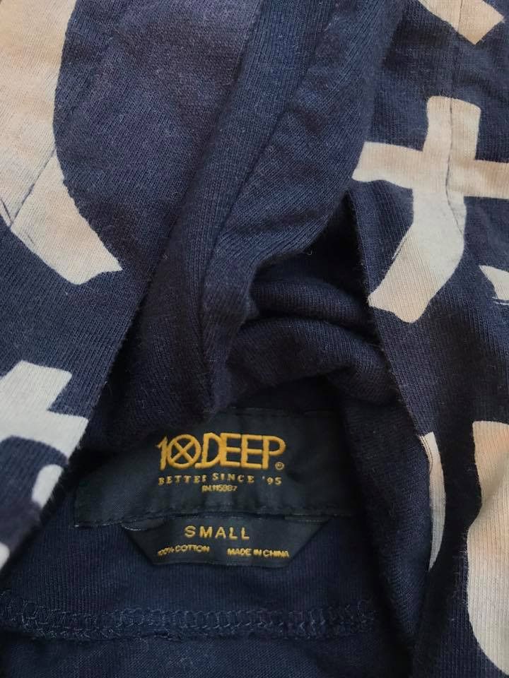 10 Deep Navy blue Cream White Japanese monogram hoodie sweater Size US S / EU 44-46 / 1 - 2 Thumbnail