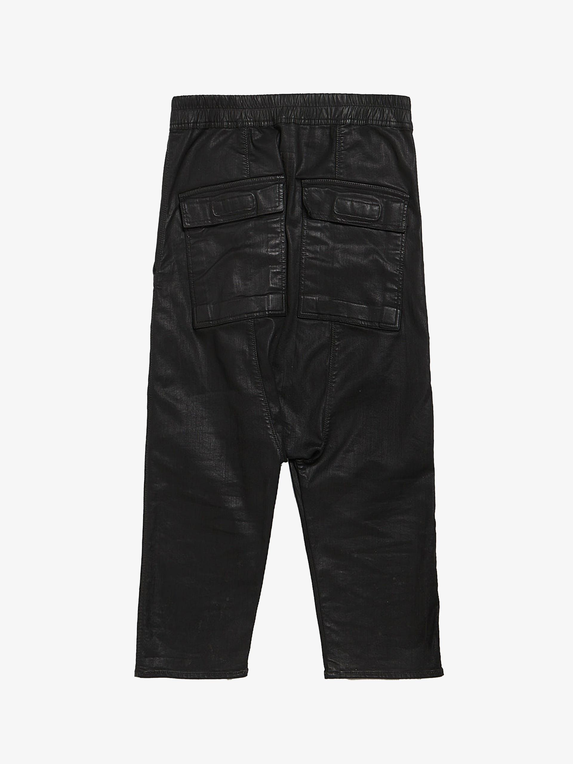 Rick Owens Drkshdw Black Waxed Drop Crotch Pants Size US 27 - 2 Thumbnail