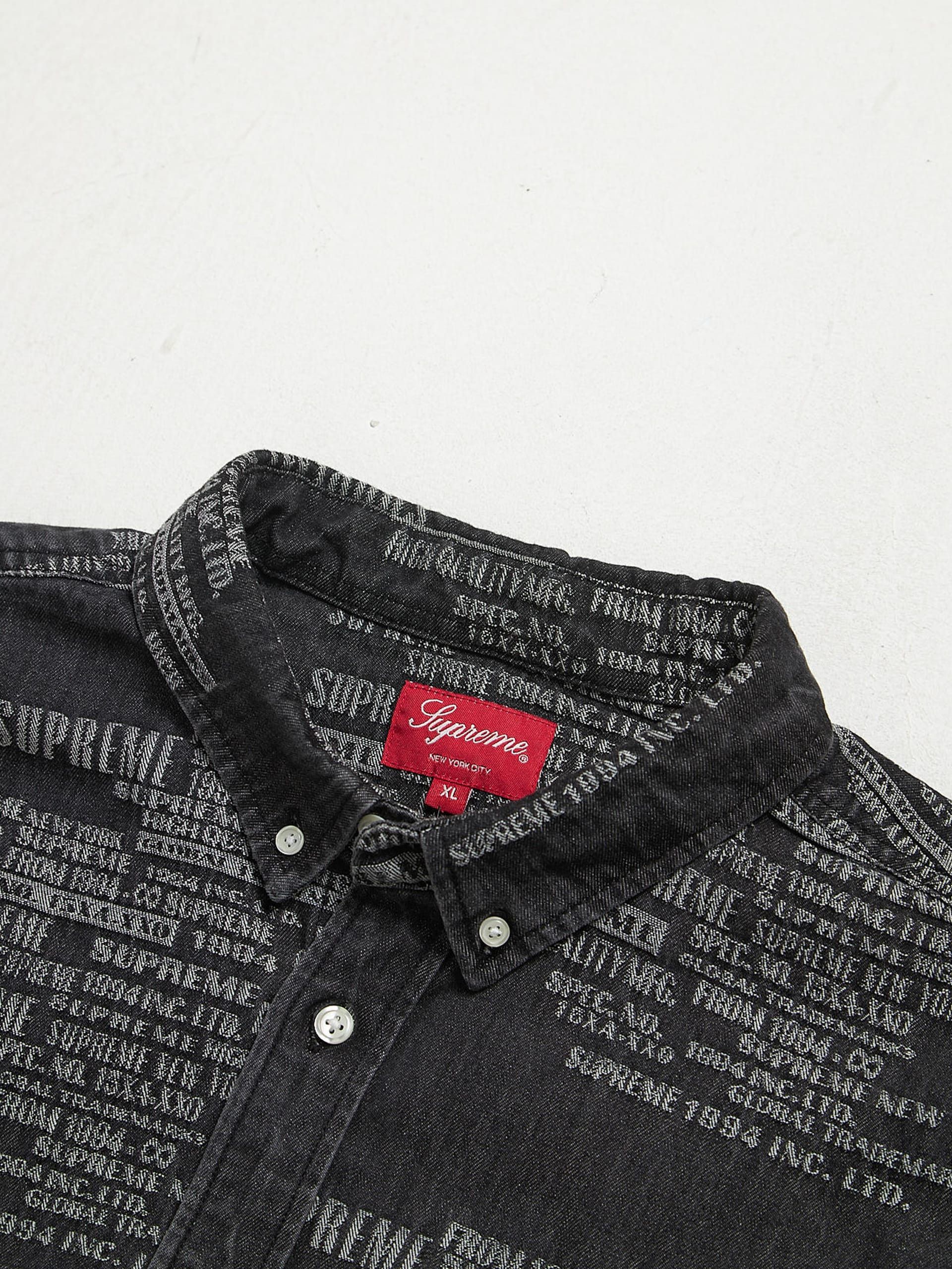 Supreme Dark Gray Writings Embroidered Cotton Overshirt Size US XL / EU 56 / 4 - 3 Thumbnail