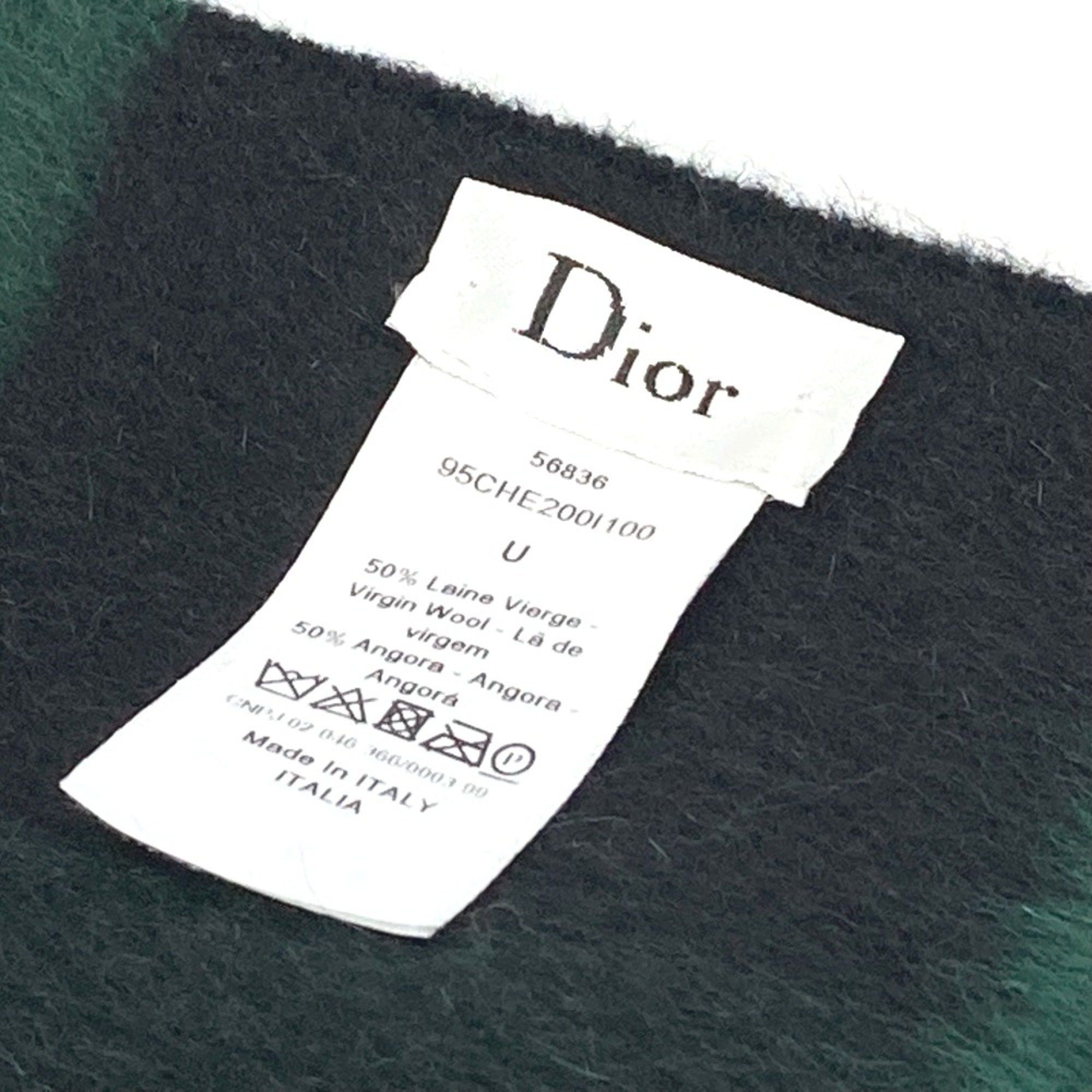 Dior CHRISTIAN DIOR 95CHE200100 Logo fringe Large format shawl Scarf Green Black Size ONE SIZE - 7 Thumbnail