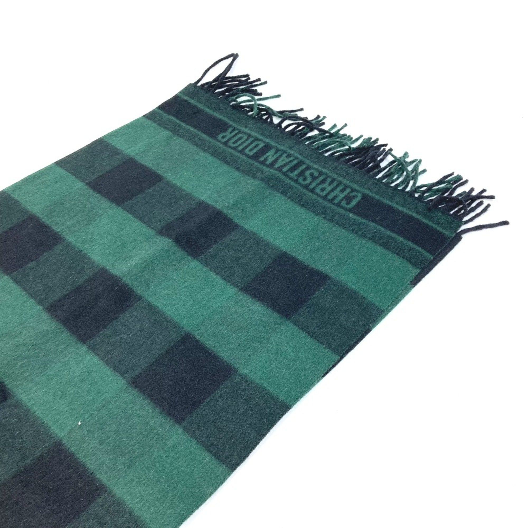 Dior CHRISTIAN DIOR 95CHE200100 Logo fringe Large format shawl Scarf Green Black Size ONE SIZE - 5 Thumbnail