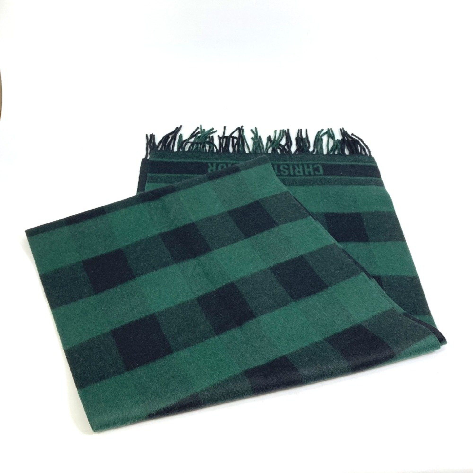 Dior CHRISTIAN DIOR 95CHE200100 Logo fringe Large format shawl Scarf Green Black Size ONE SIZE - 3 Thumbnail
