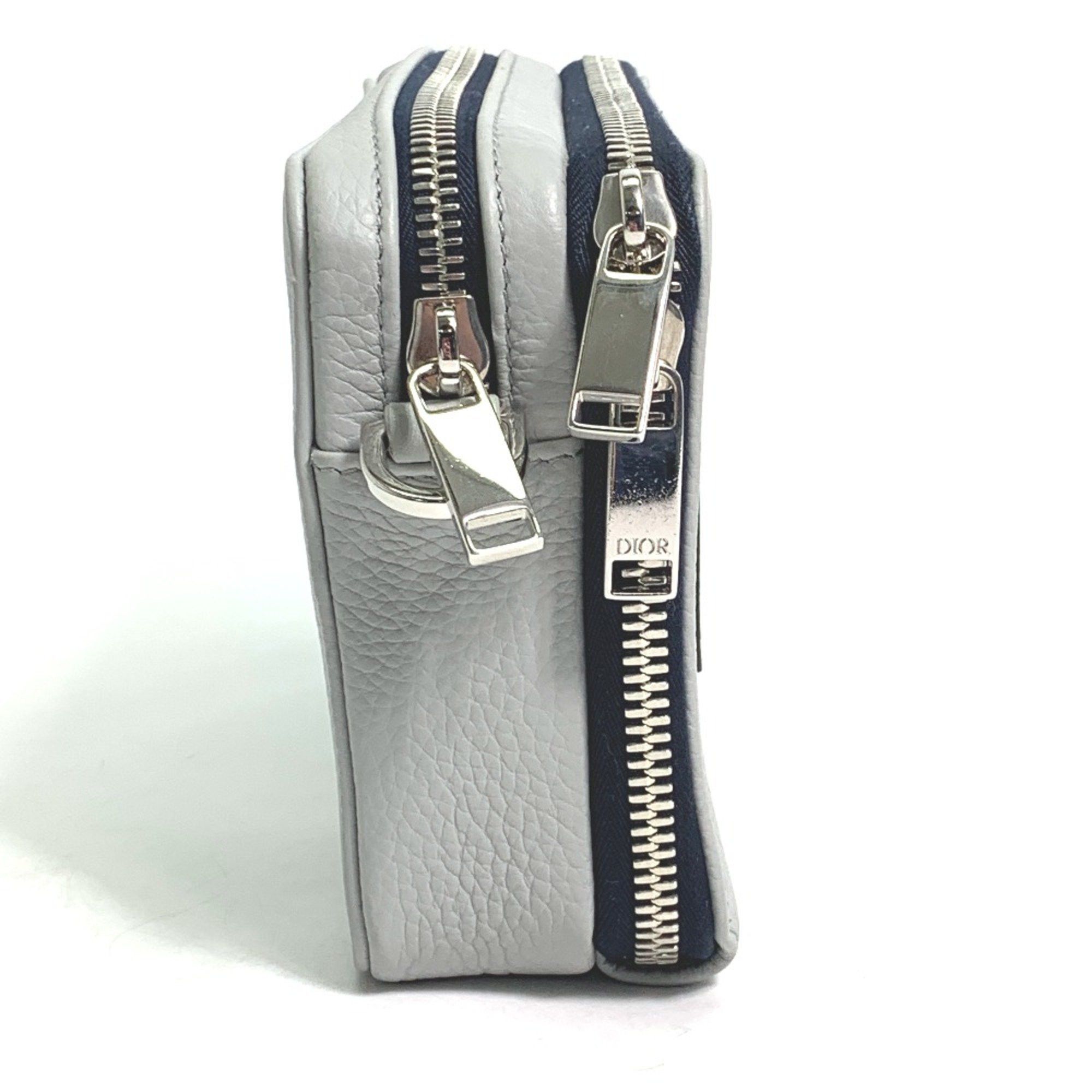 Dior CHRISTIAN DIOR logo bag double zip pocket Shoulder Bag gray Size ONE SIZE - 6 Thumbnail