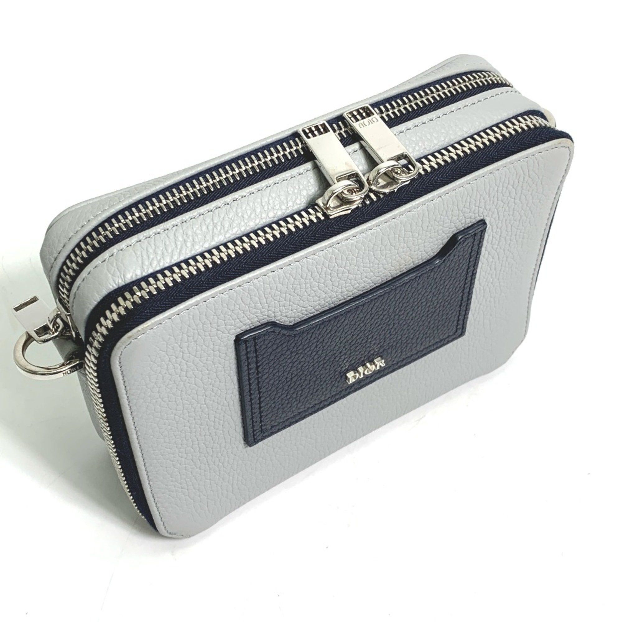Dior CHRISTIAN DIOR logo bag double zip pocket Shoulder Bag gray Size ONE SIZE - 8 Thumbnail