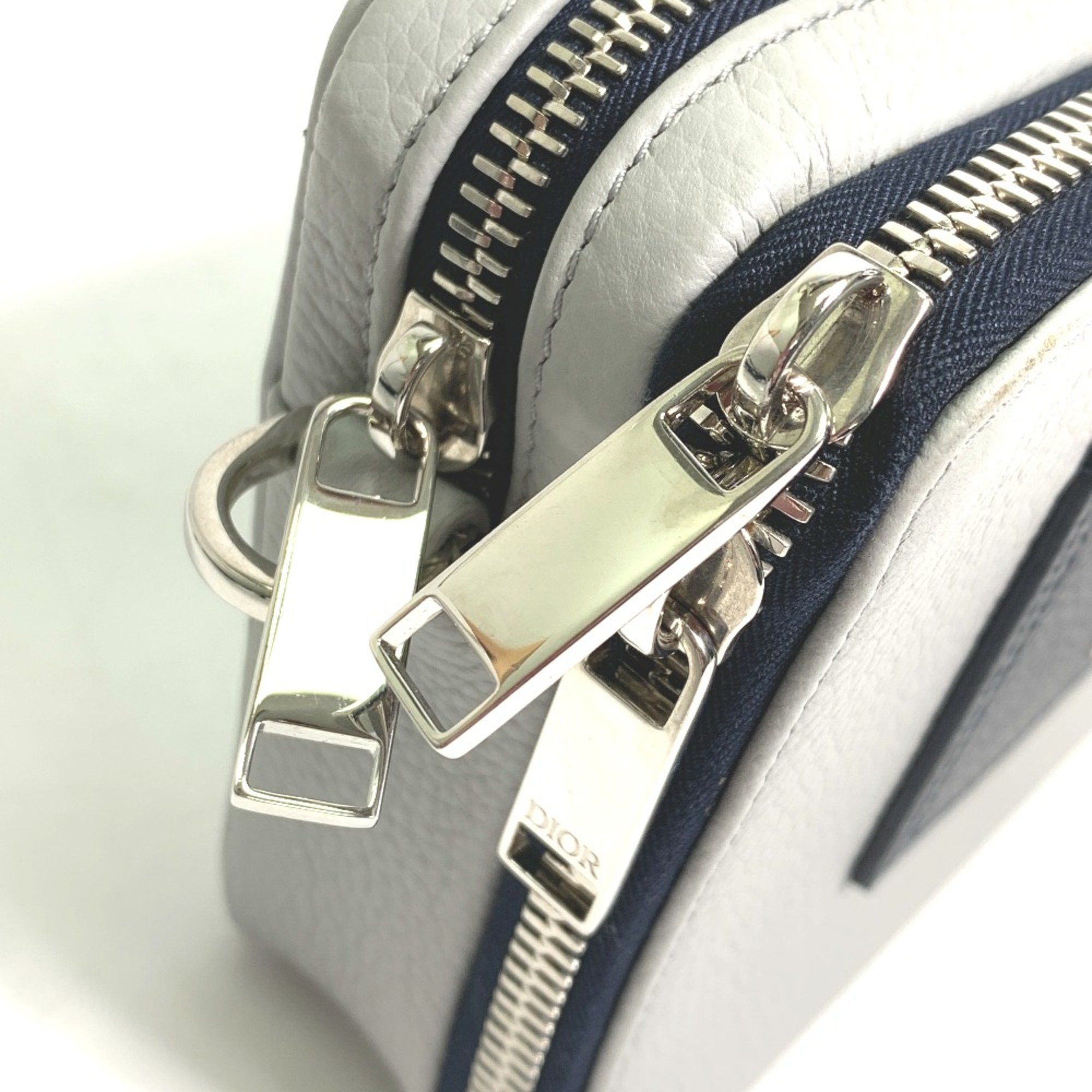 Dior CHRISTIAN DIOR logo bag double zip pocket Shoulder Bag gray Size ONE SIZE - 9 Thumbnail